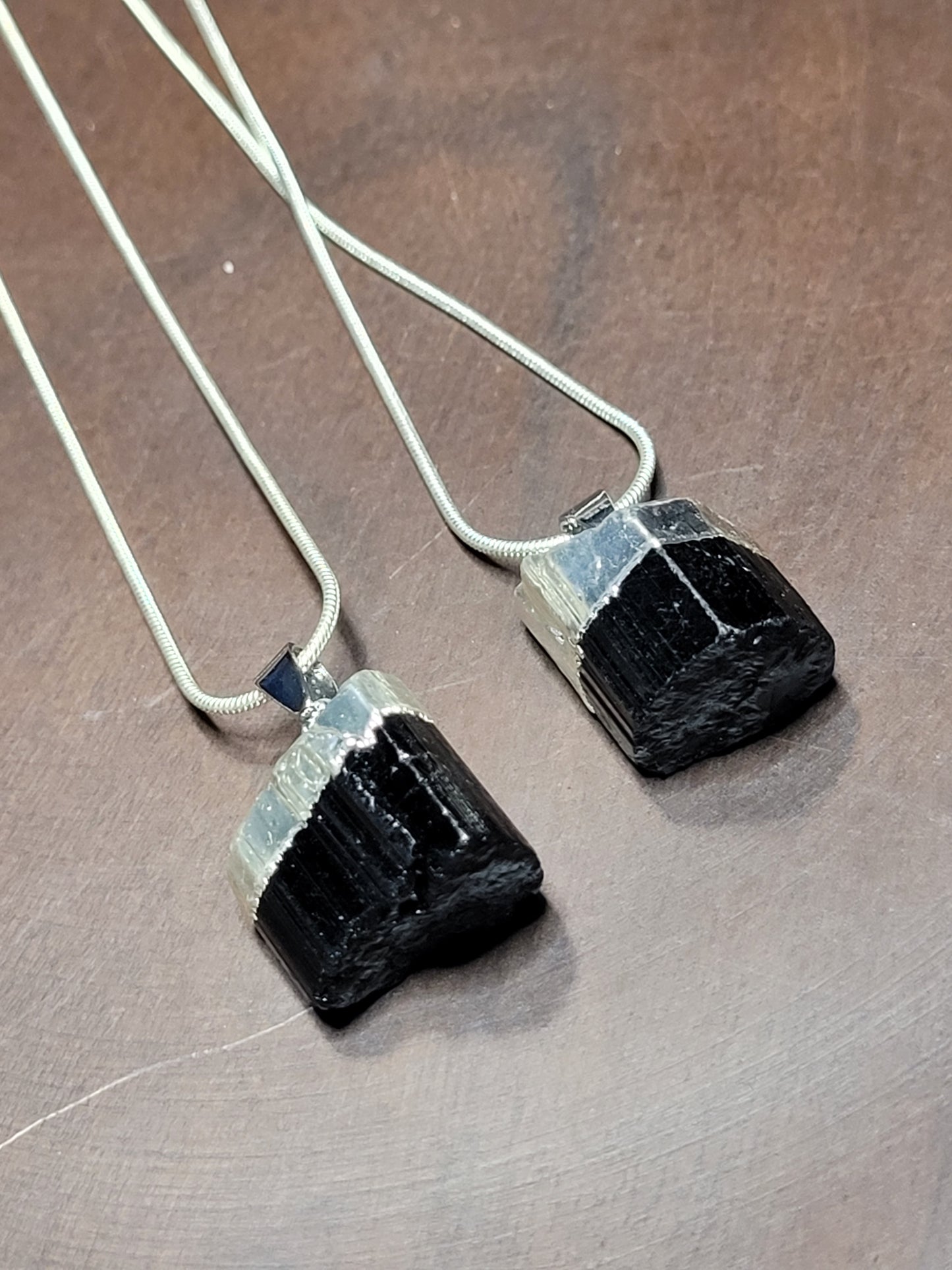 Raw Black Tourmaline pendent necklaces
