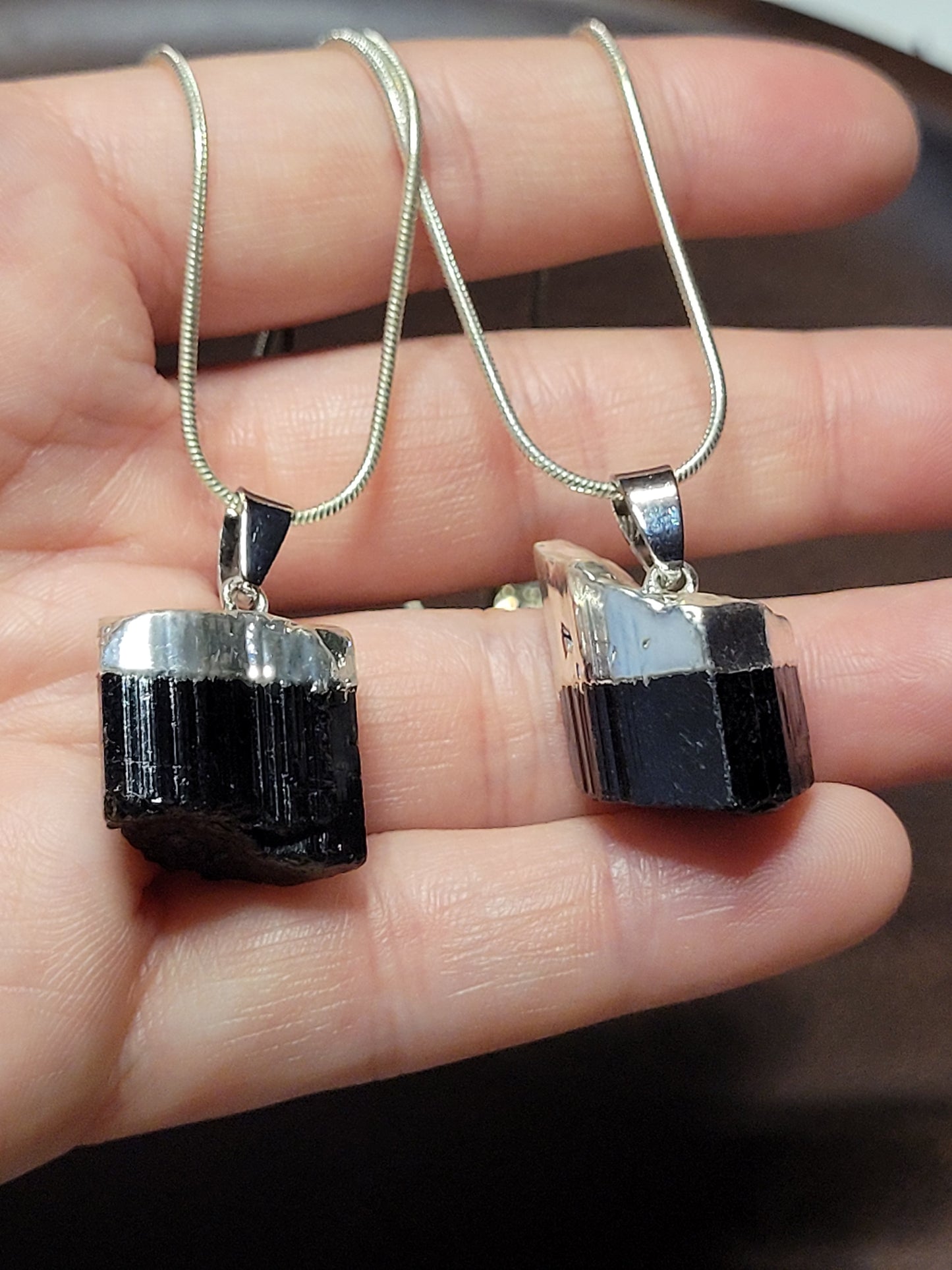 Raw Black Tourmaline pendent necklaces
