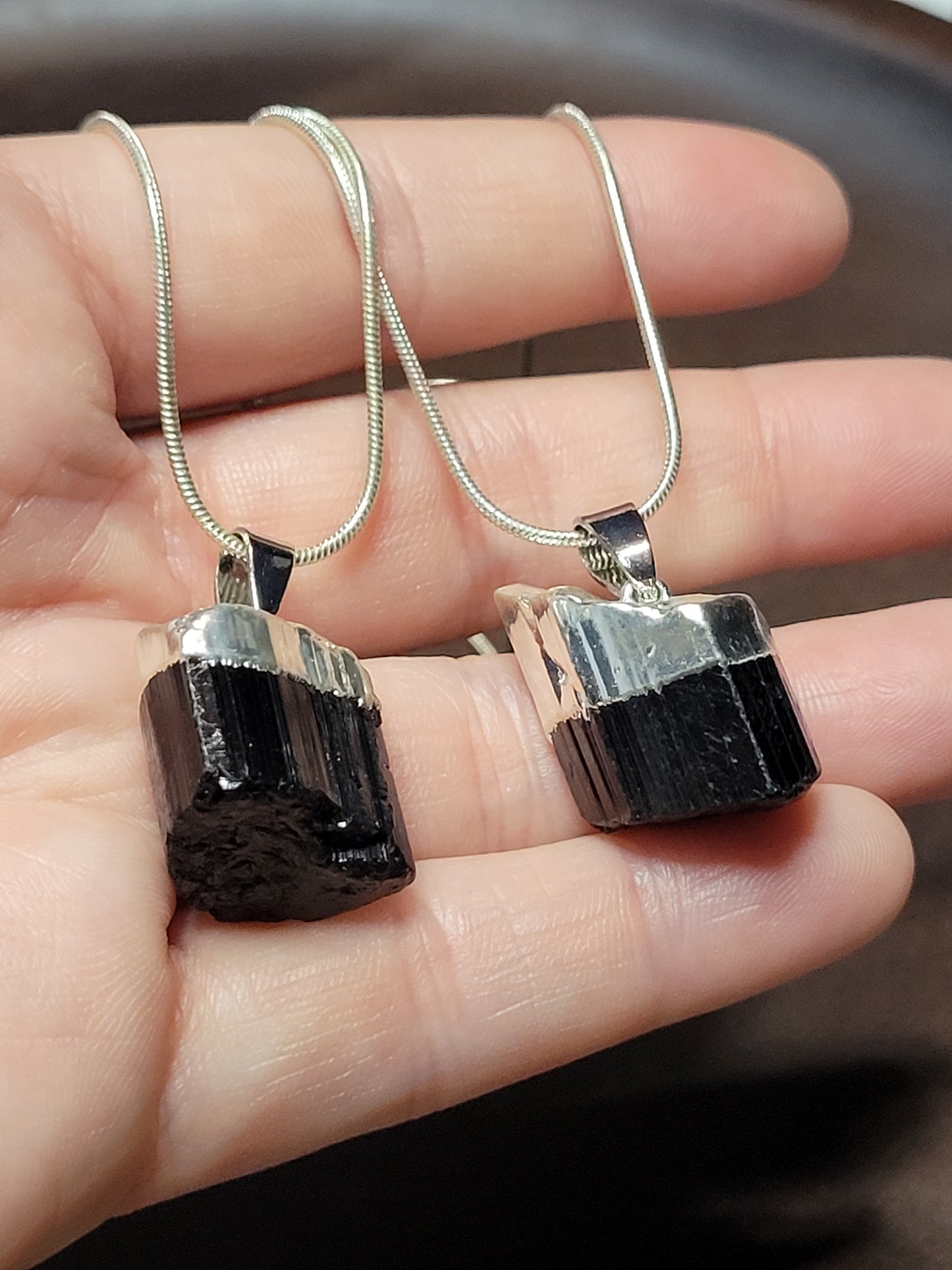 Raw Black Tourmaline pendent necklaces