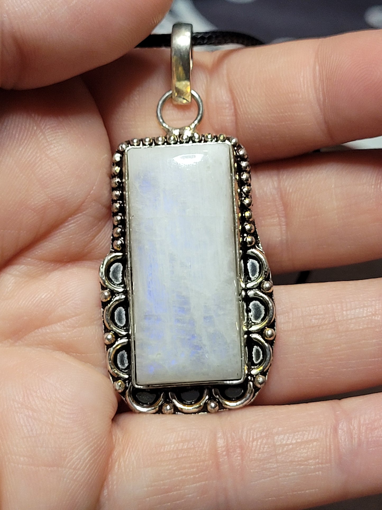 .925 Silver White Moonstone Necklace