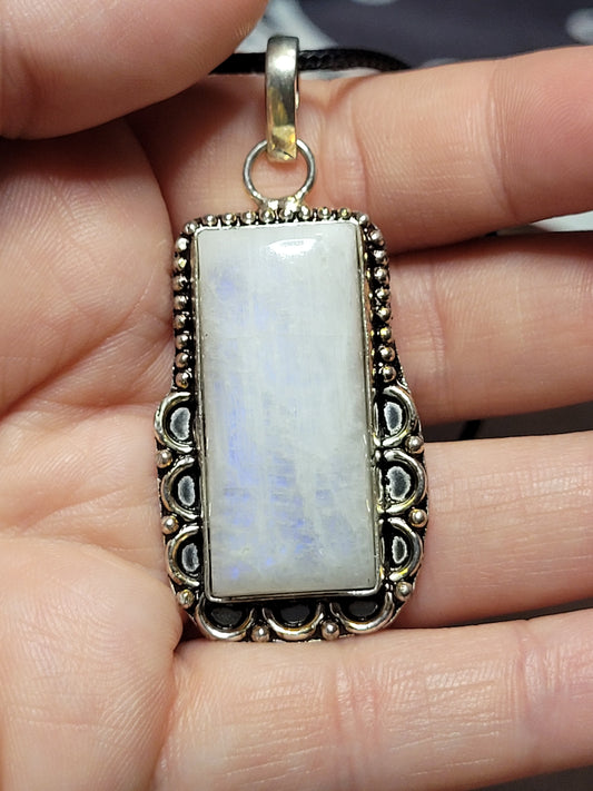 .925 Silver White Moonstone Necklace