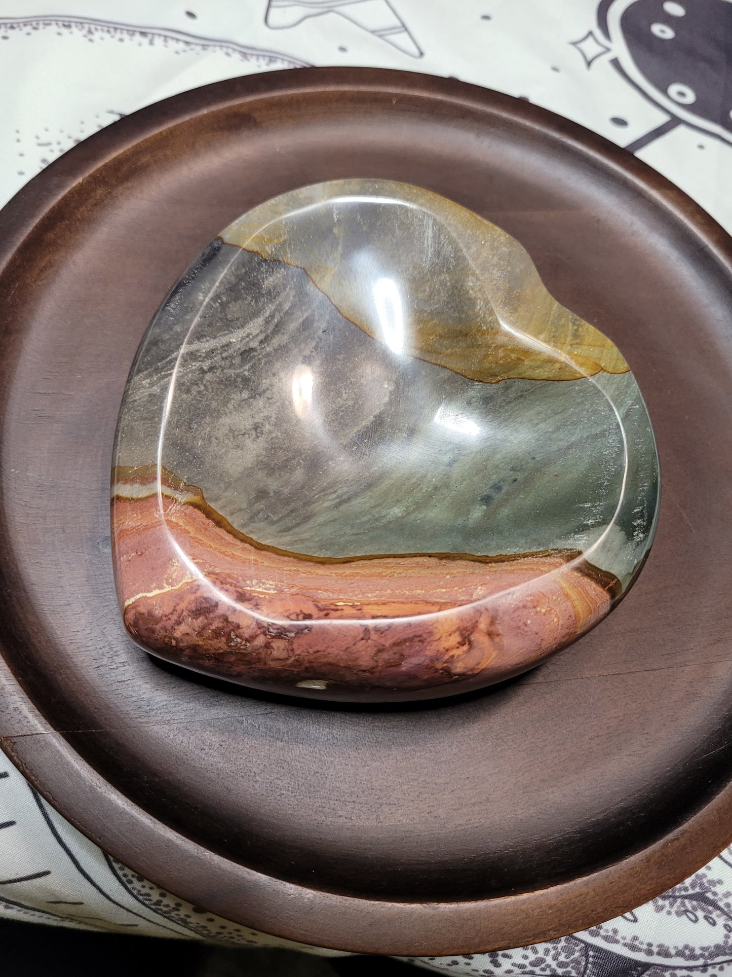 Large Polychrome Jasper Heart Bowl