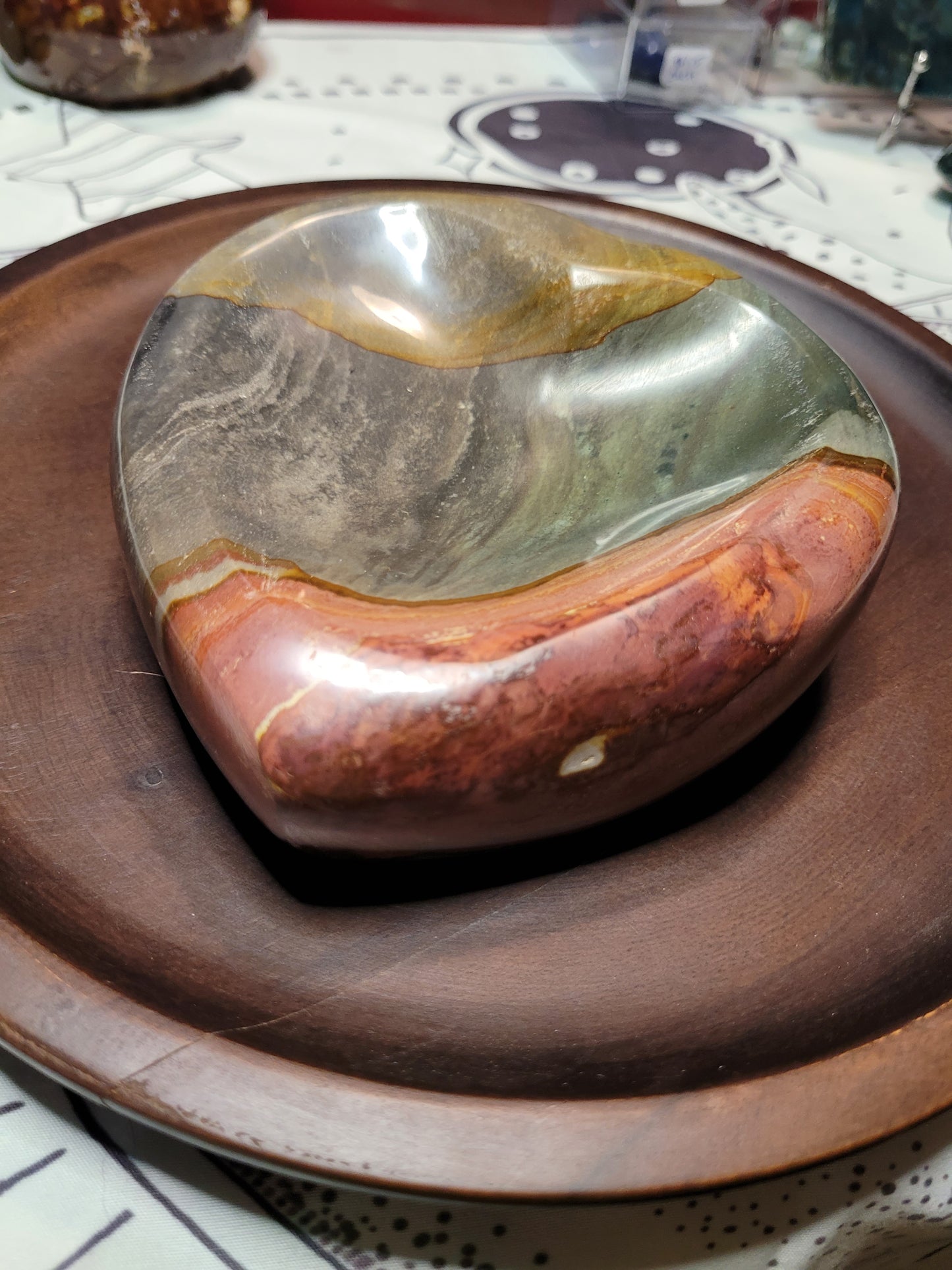 Large Polychrome Jasper Heart Bowl