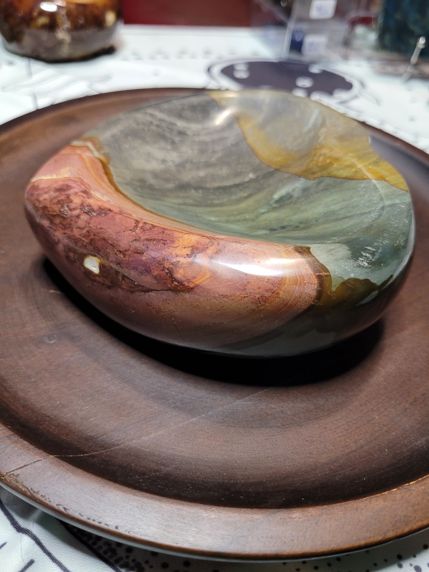 Large Polychrome Jasper Heart Bowl