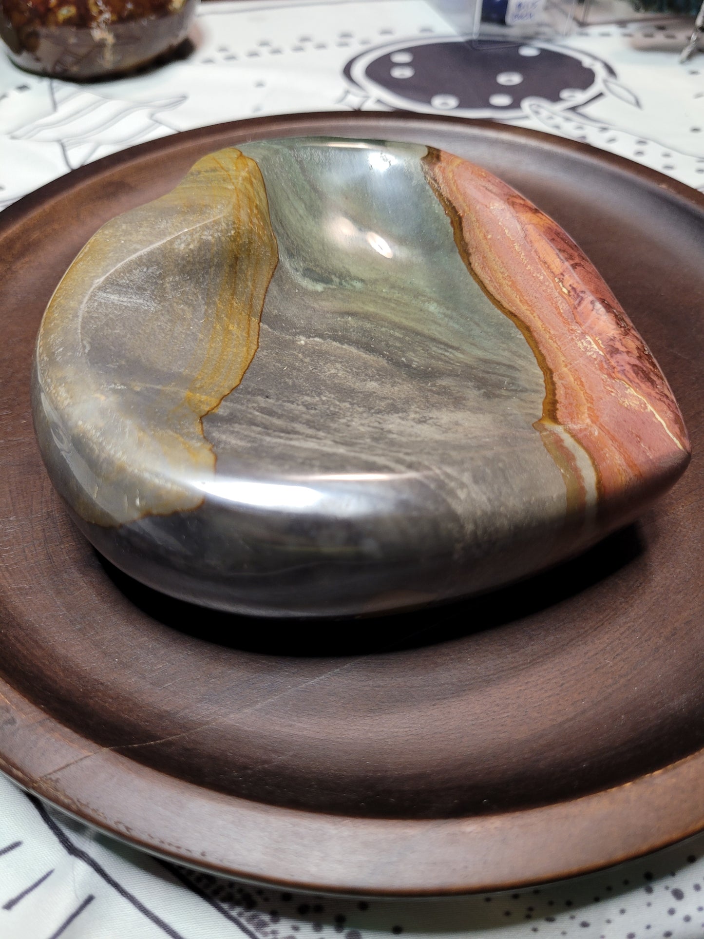 Large Polychrome Jasper Heart Bowl