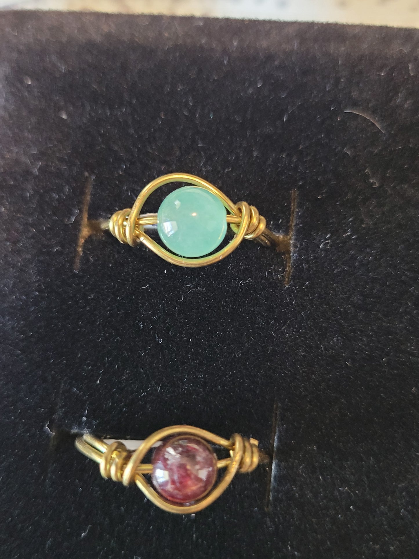 Gold & Silver Wire Wrapped Fidget Bead Rings