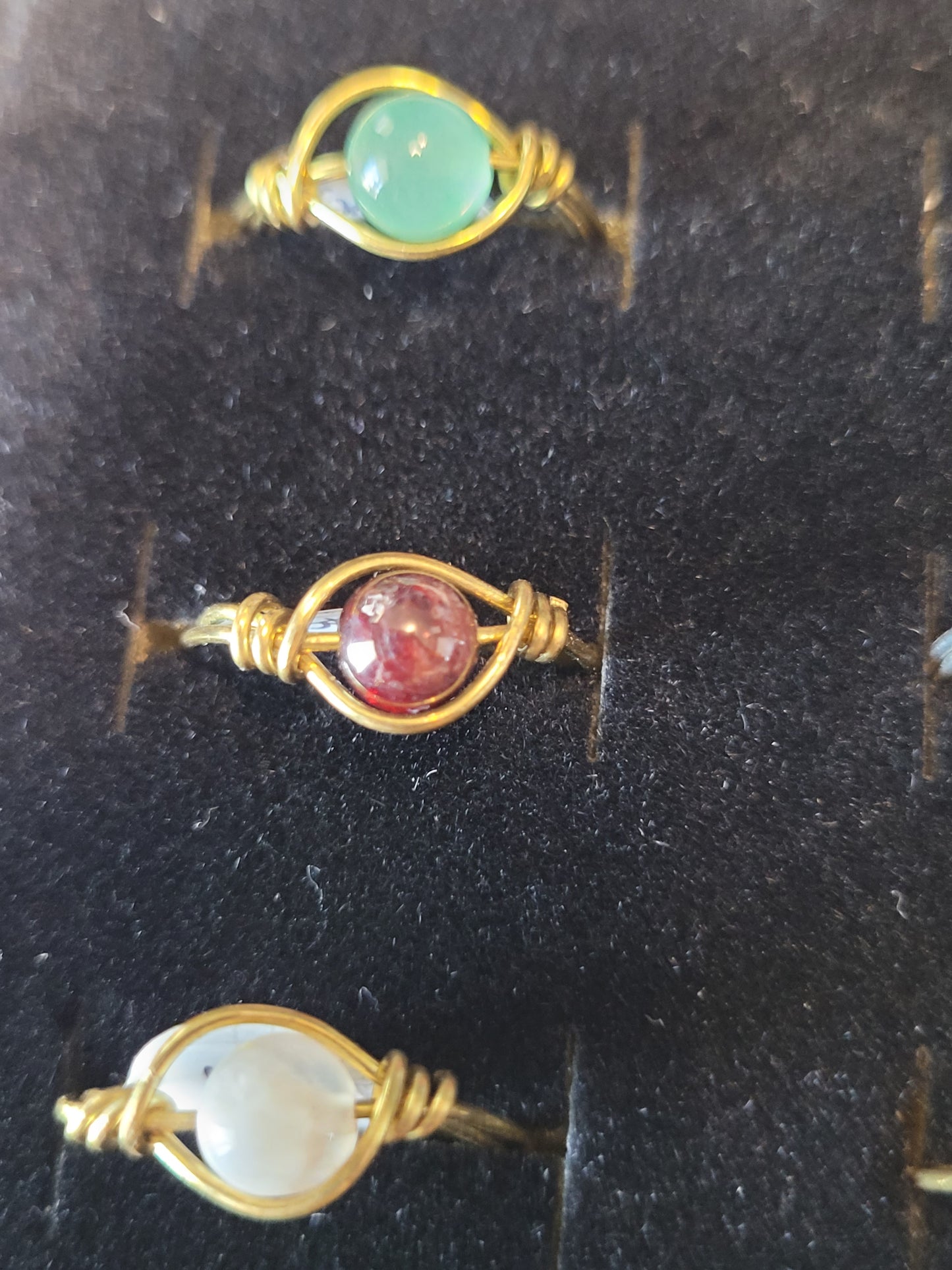 Gold & Silver Wire Wrapped Fidget Bead Rings