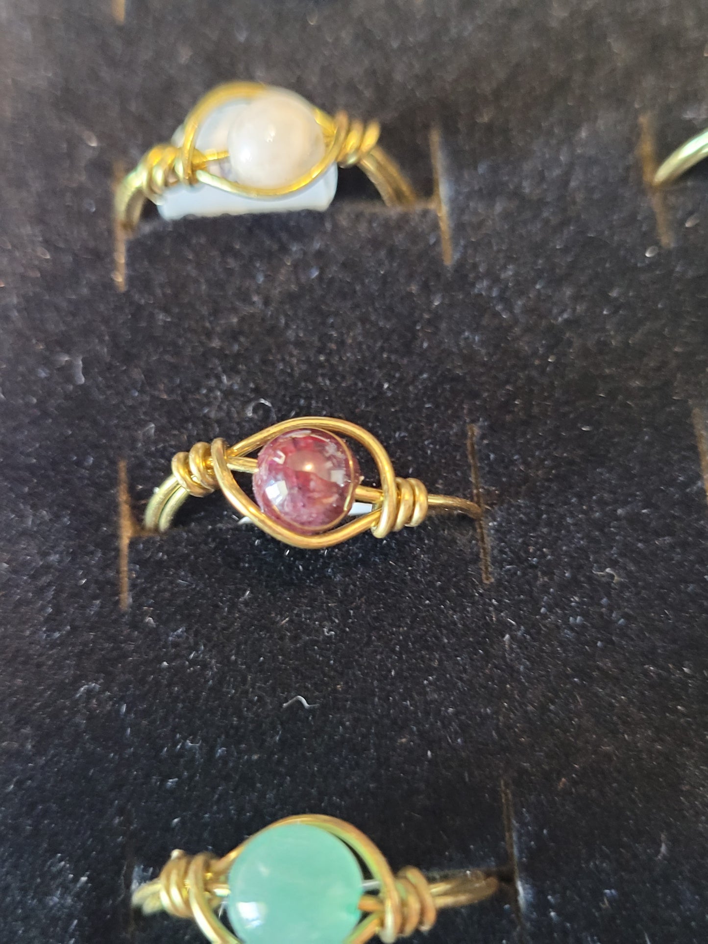 Gold & Silver Wire Wrapped Fidget Bead Rings