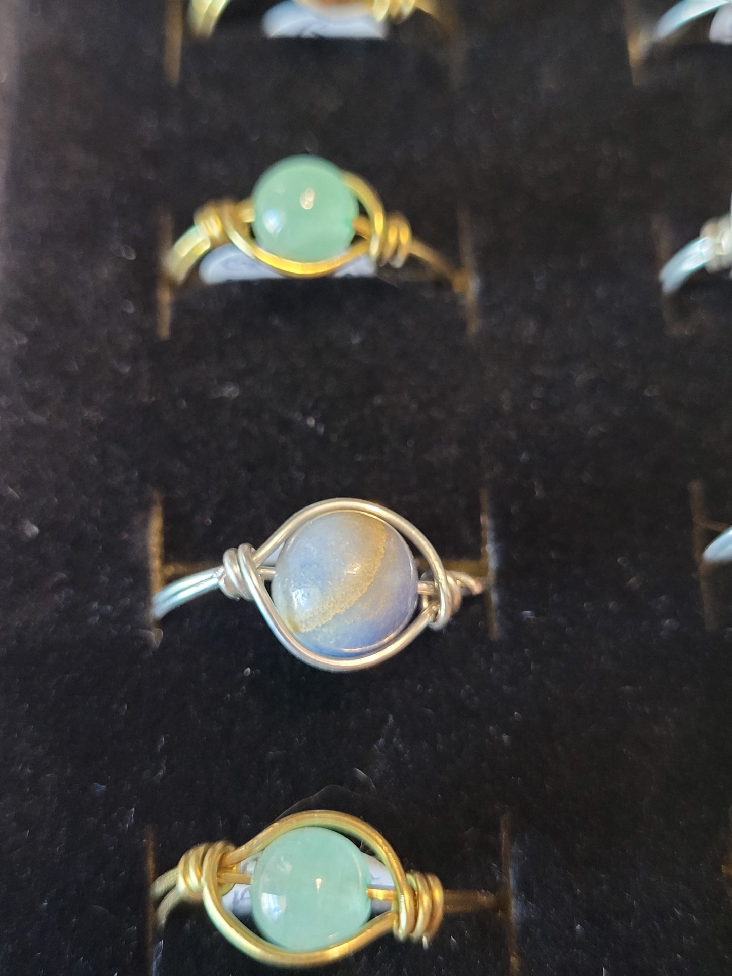 Gold & Silver Wire Wrapped Fidget Bead Rings