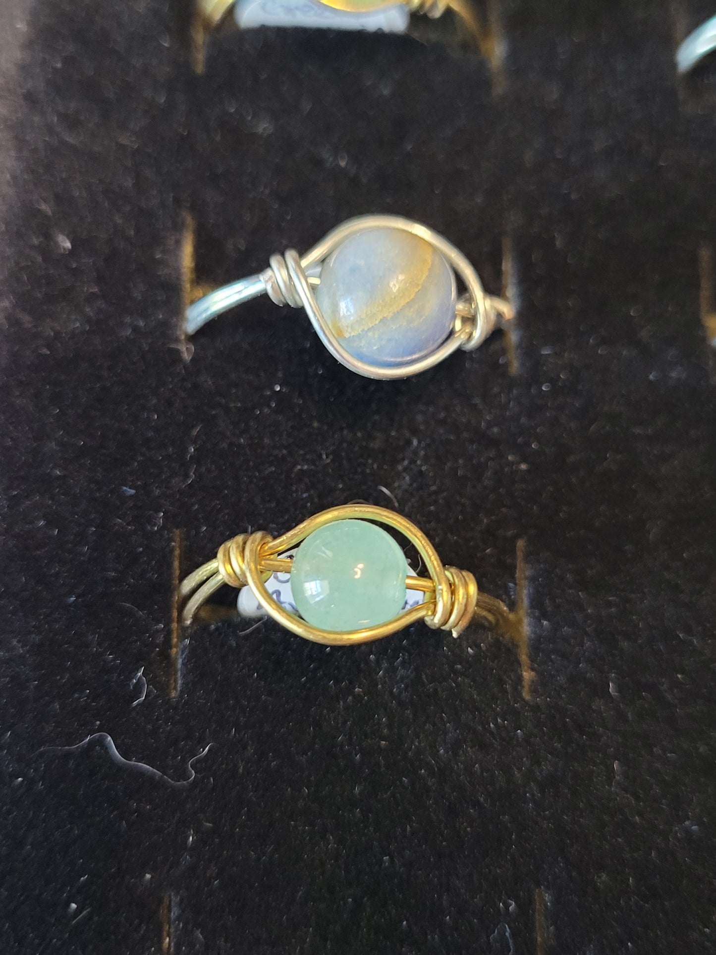 Gold & Silver Wire Wrapped Fidget Bead Rings