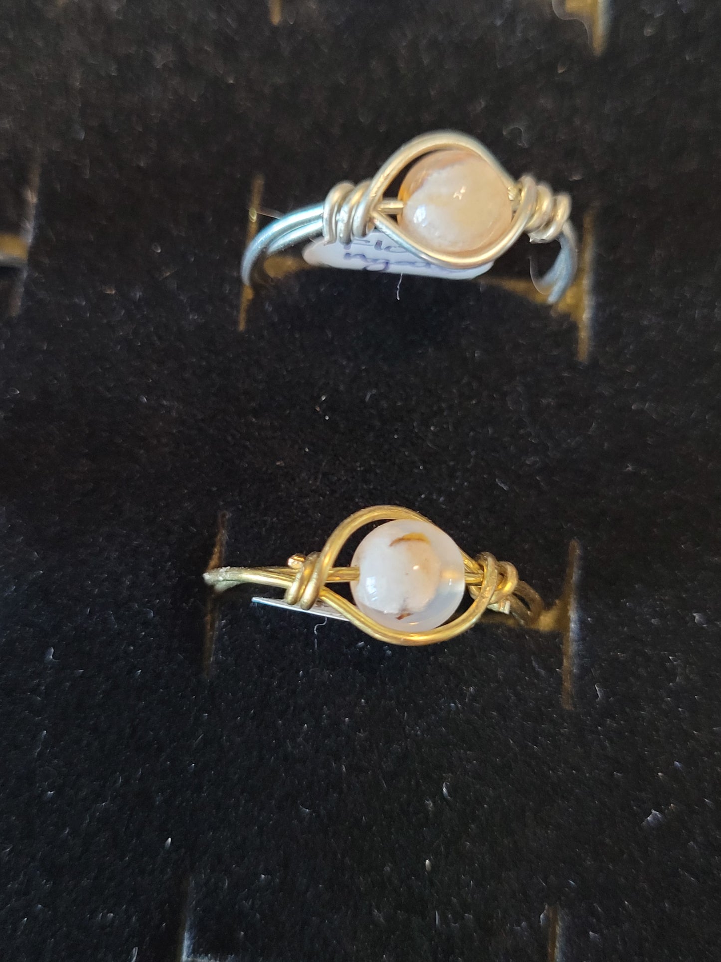 Gold & Silver Wire Wrapped Fidget Bead Rings