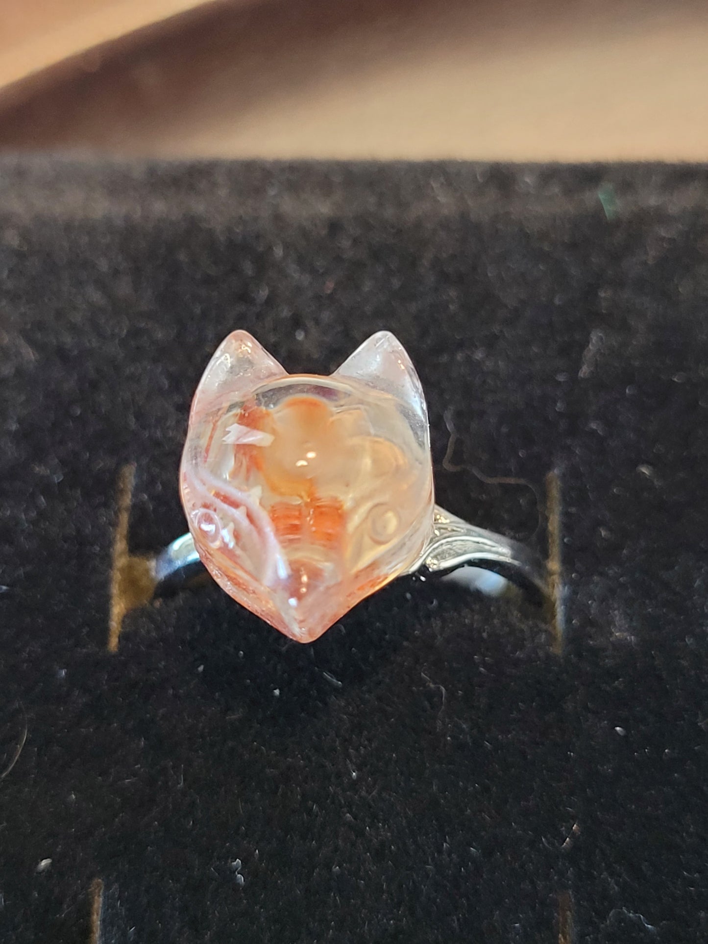 .925 Silver, Adjustable, Garden Quartz Fox Ring