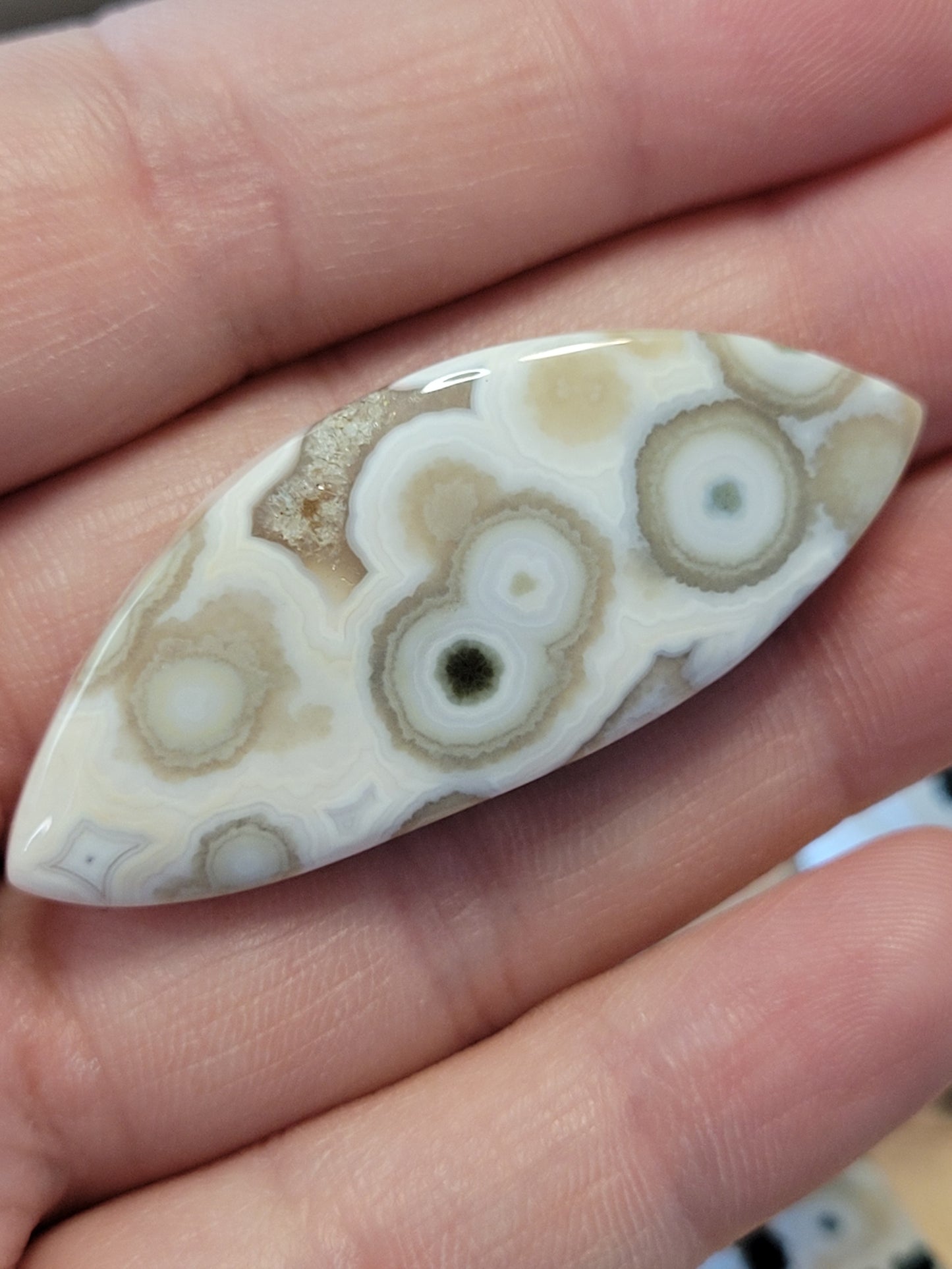 White & Green Ocean Jasper Cabs