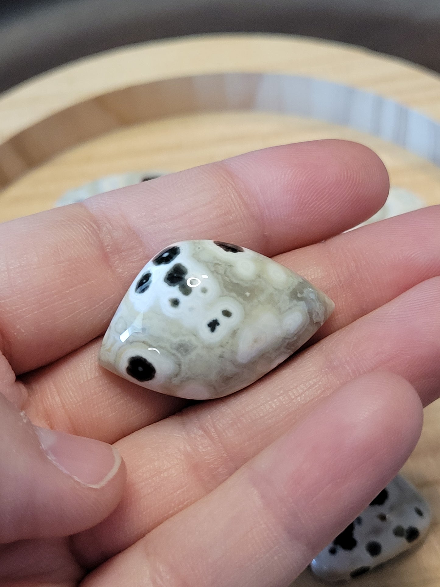 White & Green Ocean Jasper Cabs