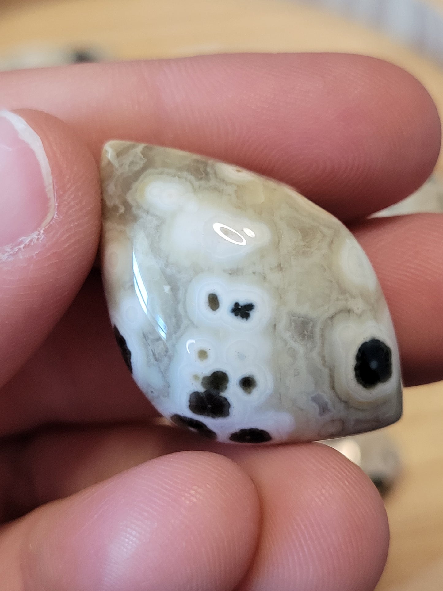 White & Green Ocean Jasper Cabs