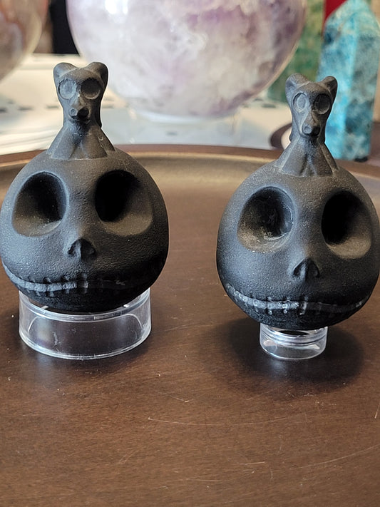 Matte Black Obsidian Jack & Zero Carving