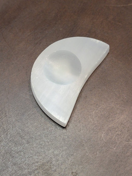Satin Spar Moon Sphere Stand - small