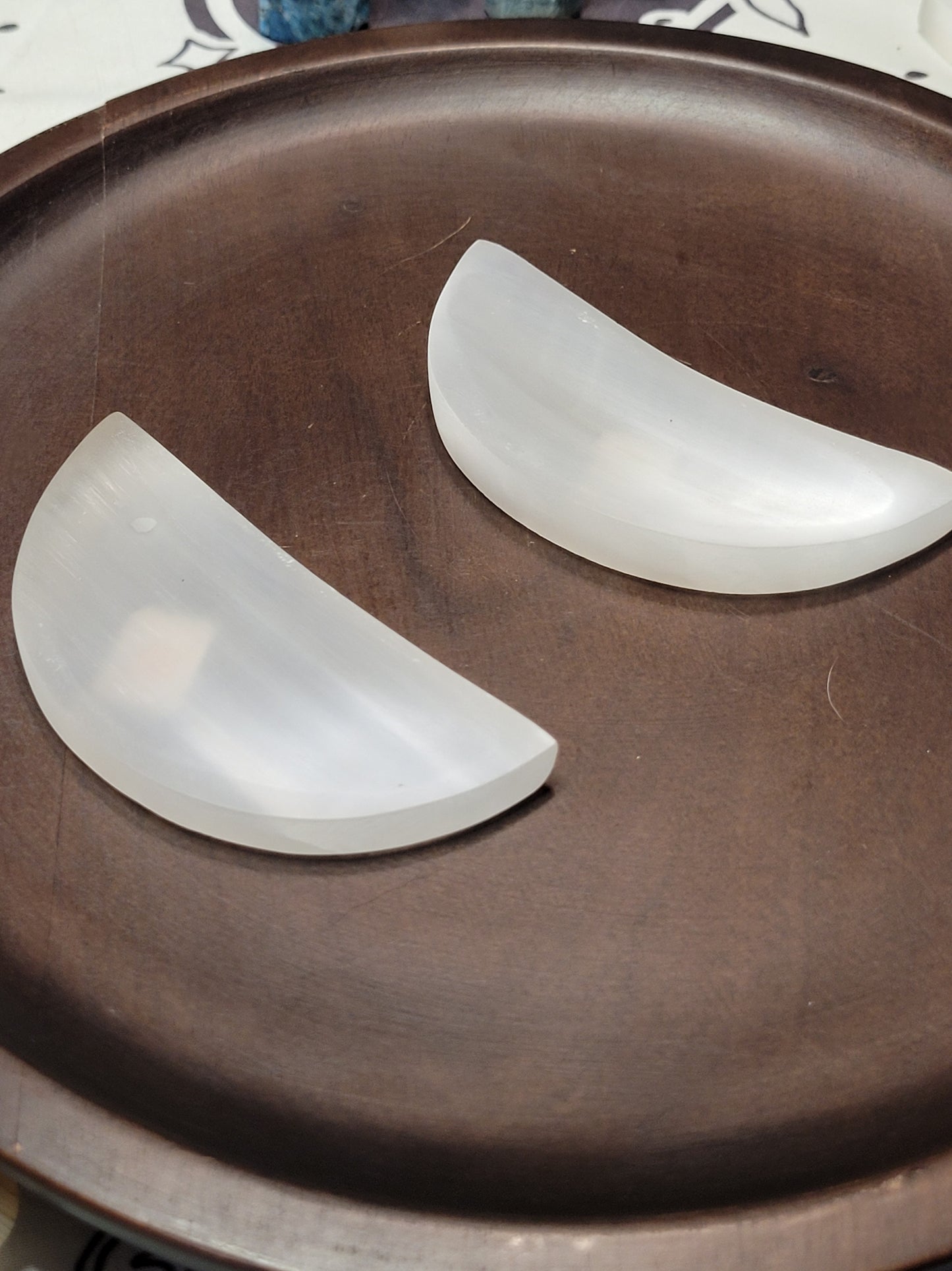 Small Satin Spar Moon Dishes