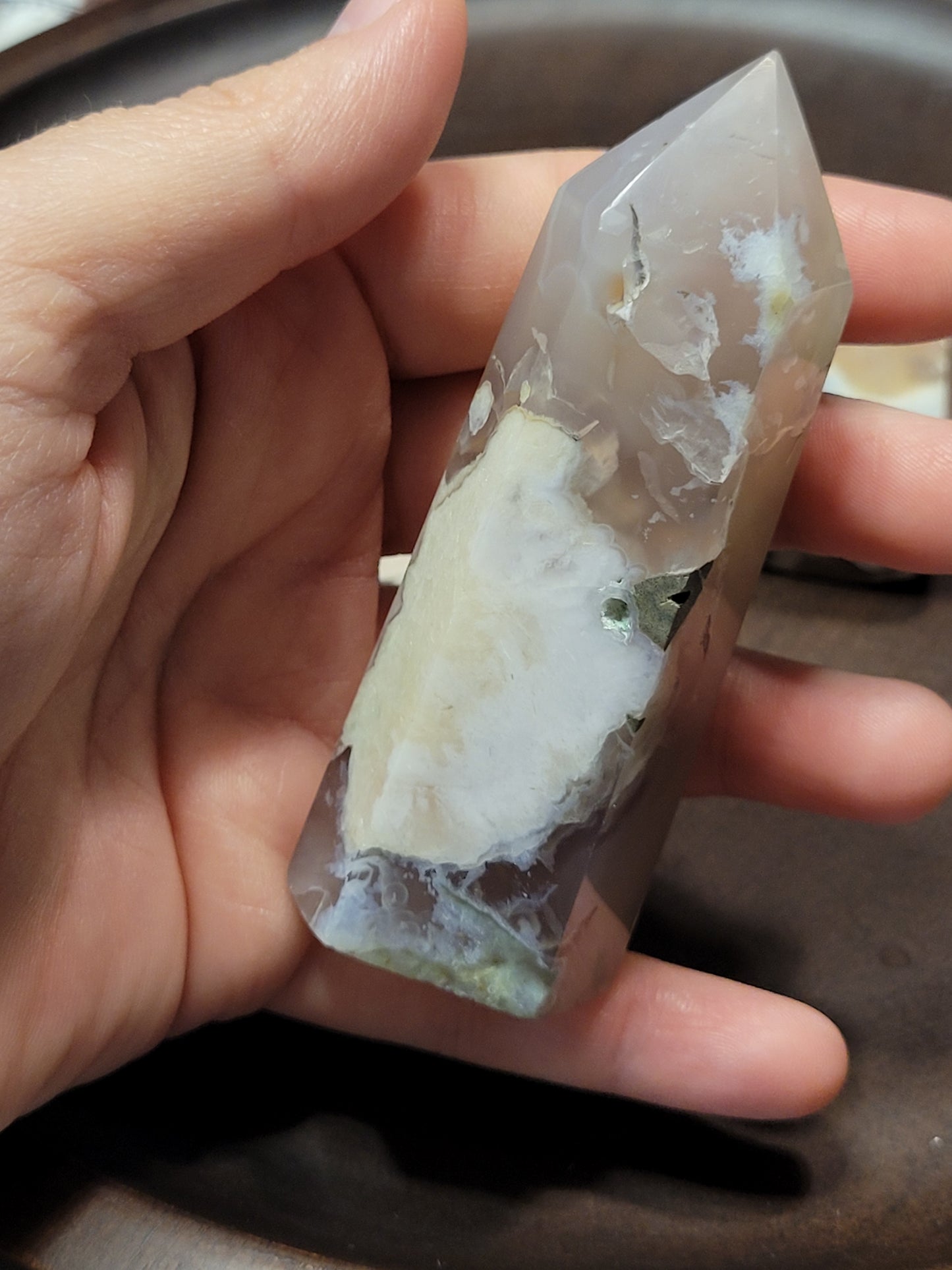 Flower Agate Towers - Hexagonal cut