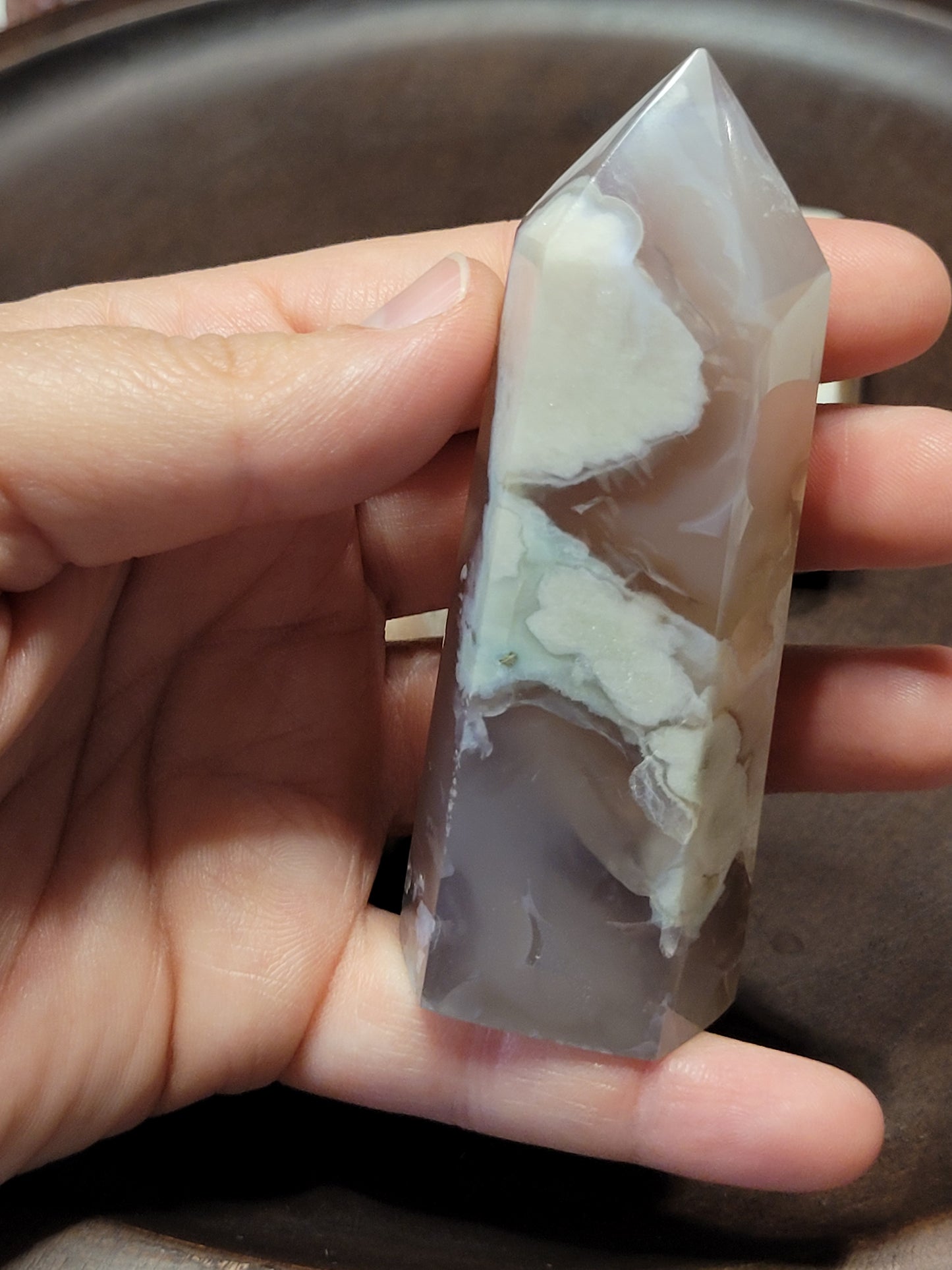 Flower Agate Towers - Hexagonal cut