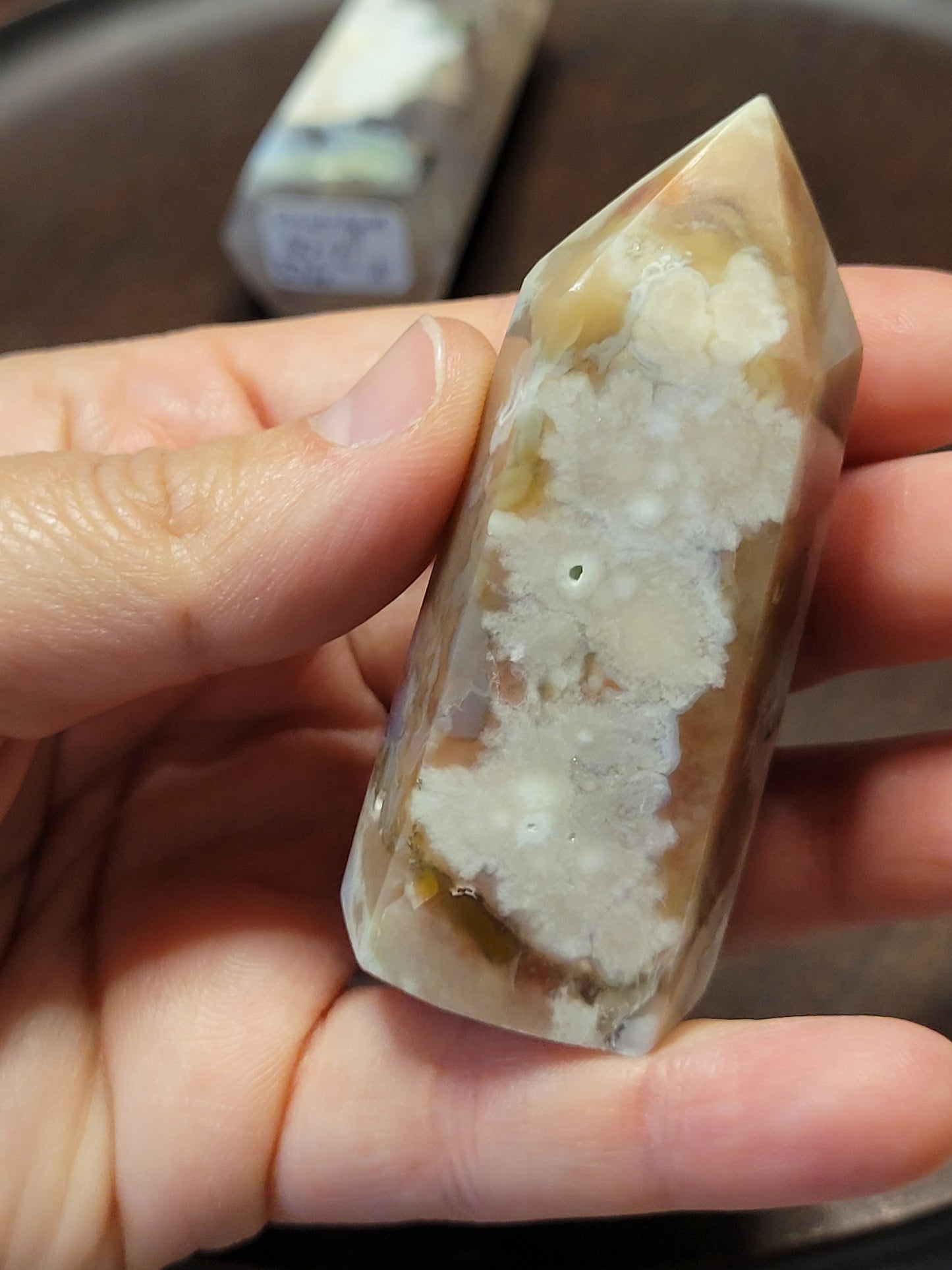 Flower Agate Towers - Hexagonal cut