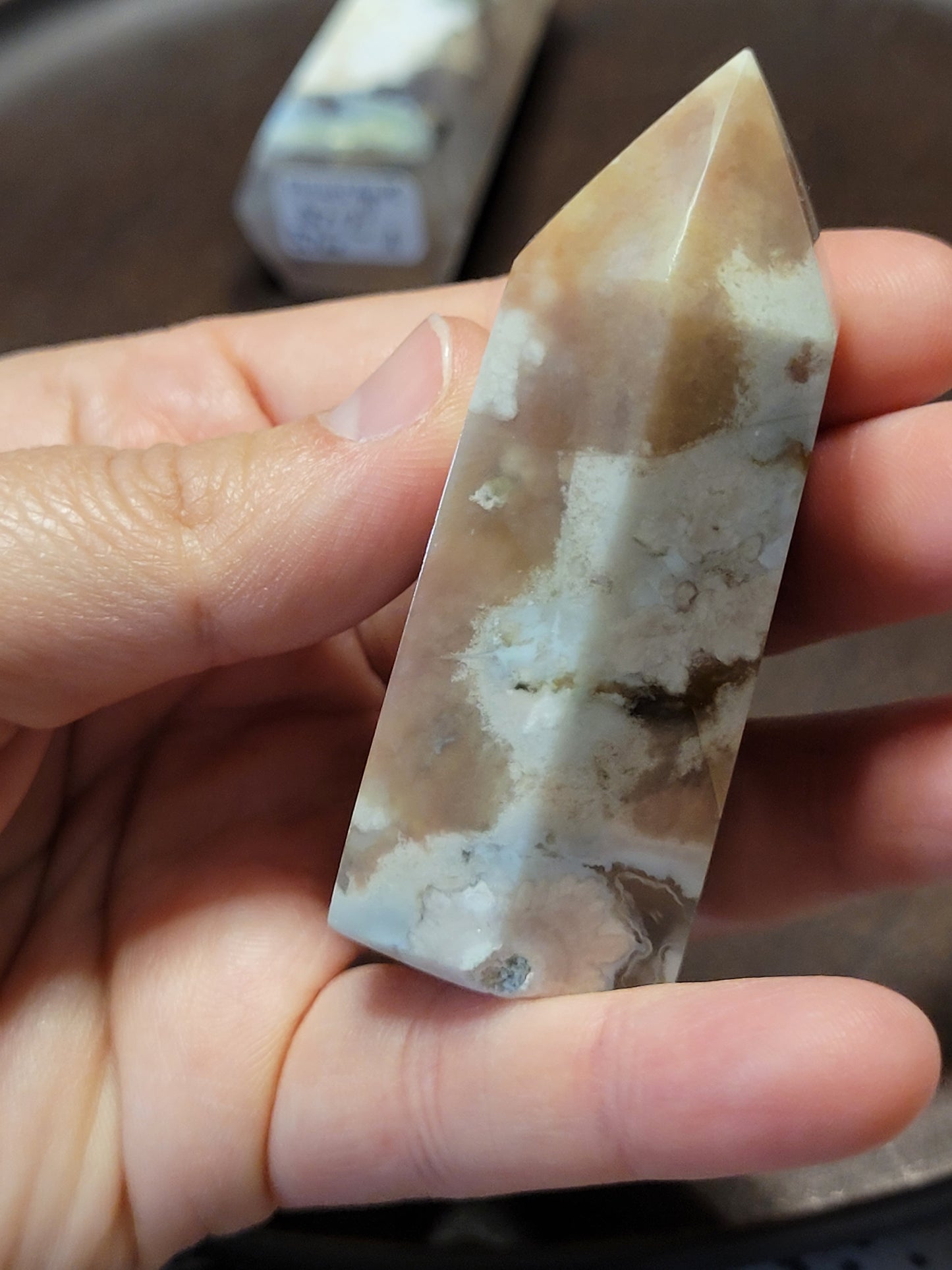 Flower Agate Towers - Hexagonal cut
