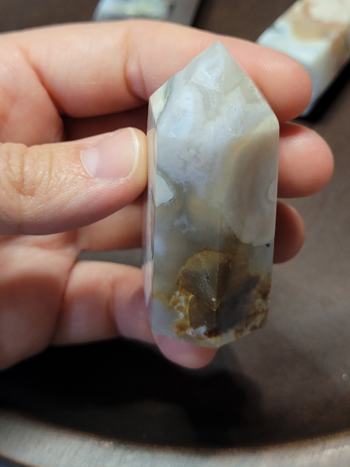 Flower Agate Towers - Hexagonal cut