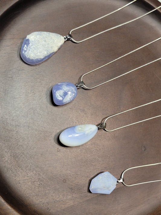 Blue Lace Agate Pendant Necklace