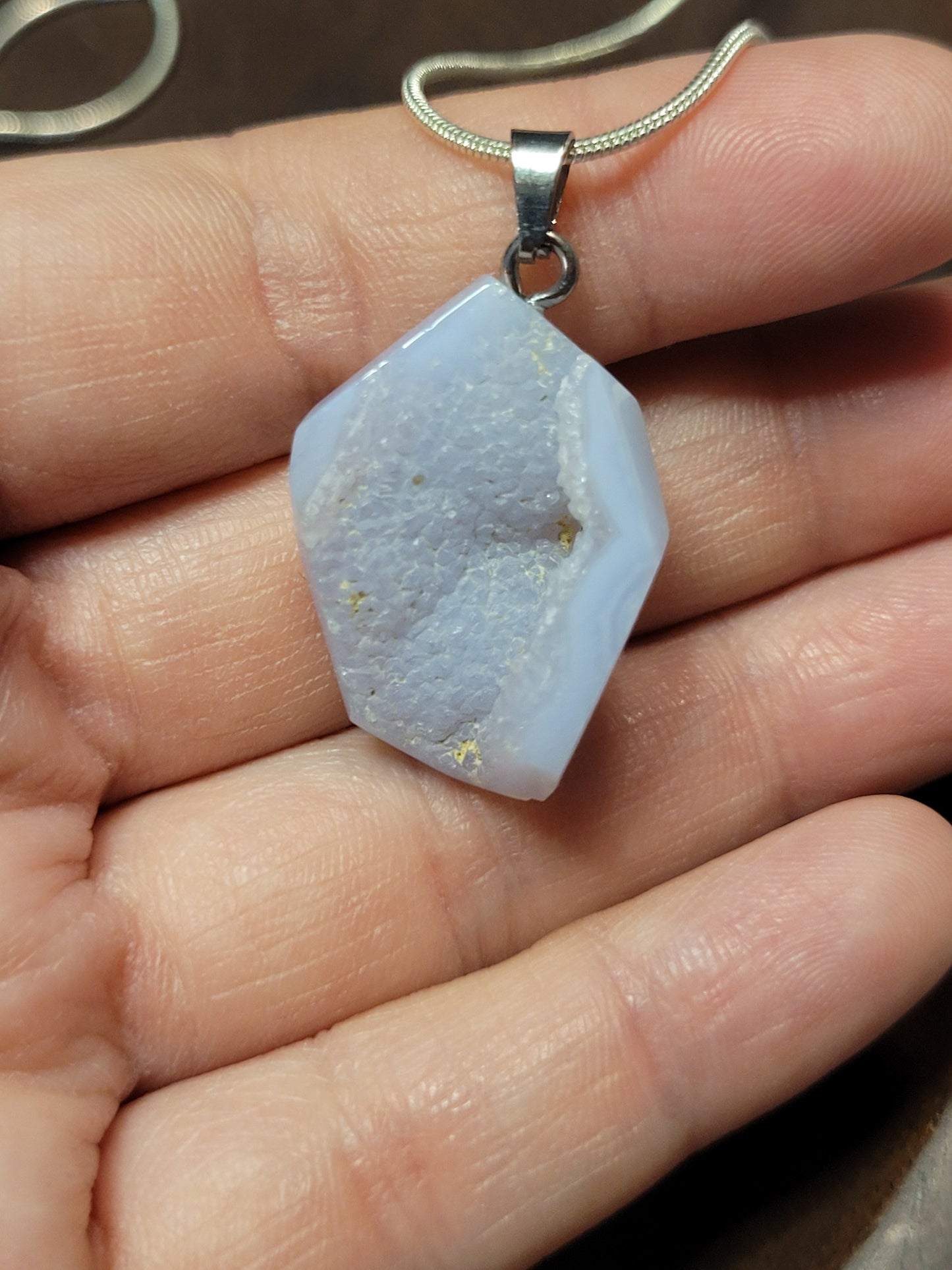 Blue Lace Agate Pendant Necklace