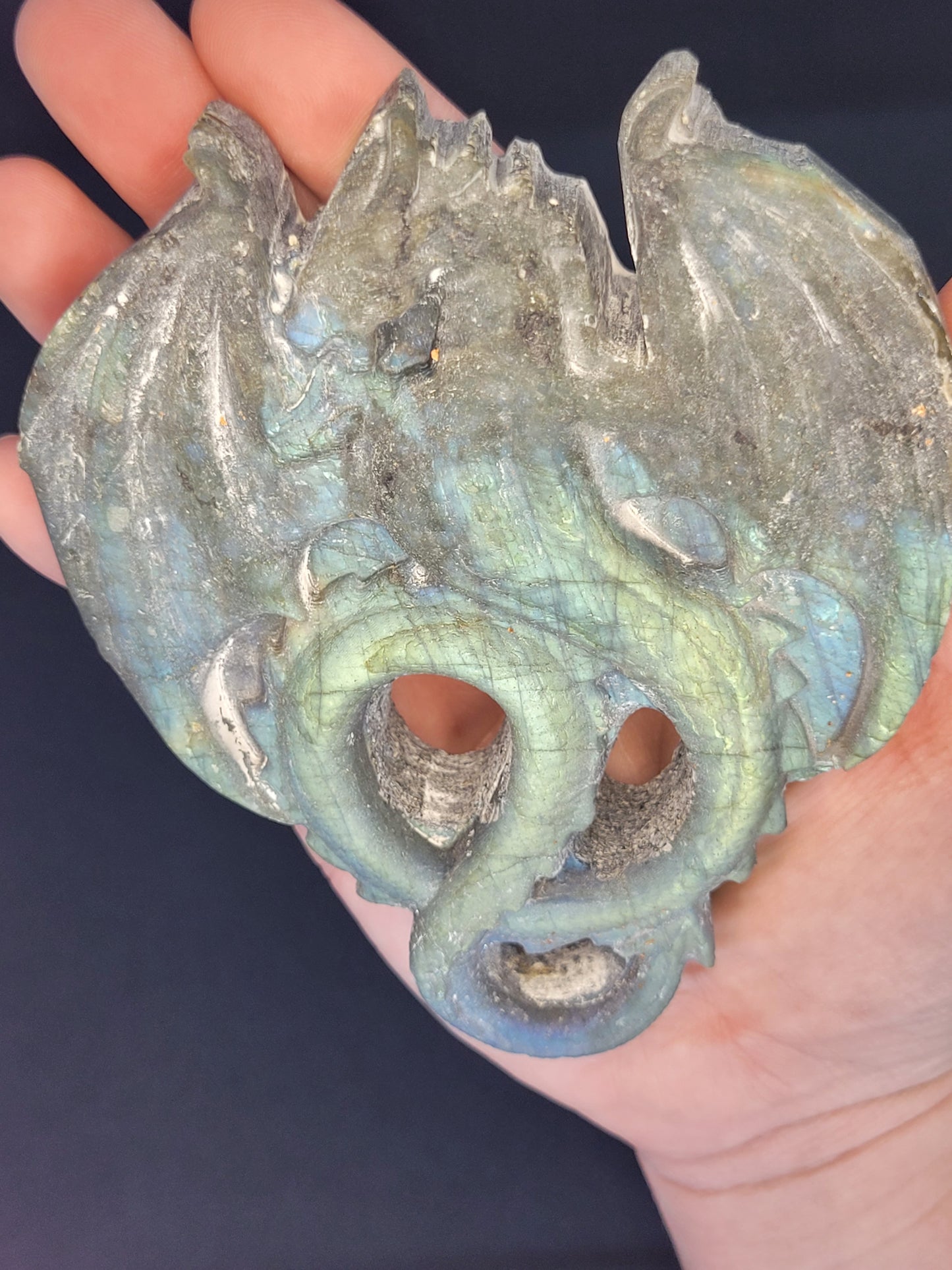 Labradorite Dragon Carving - Raw Finish - Misfit