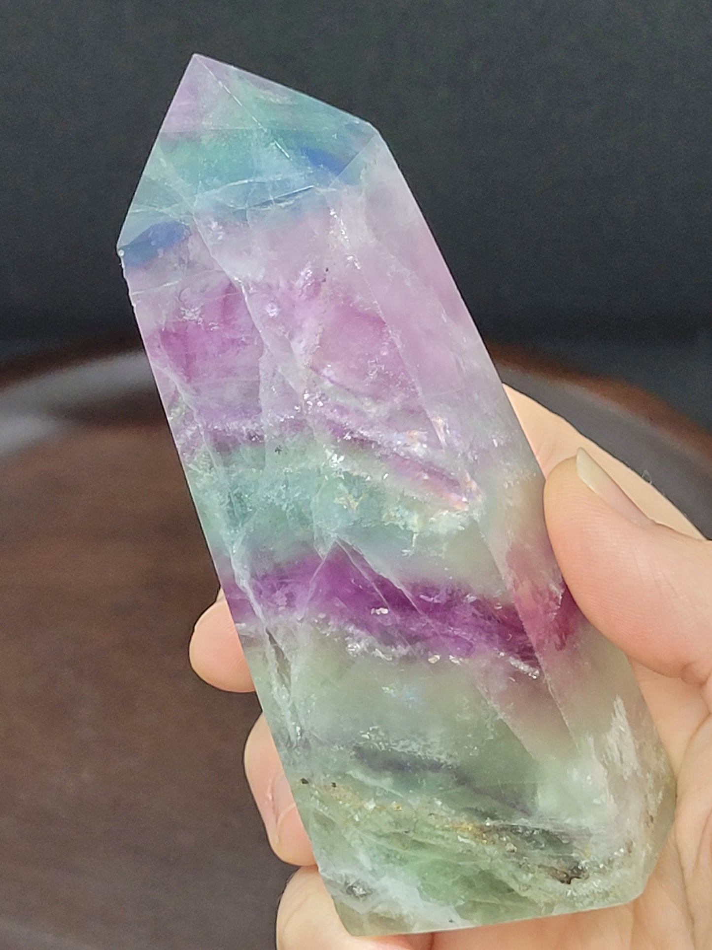 Rainbow Fluorite Tower - Square Cut