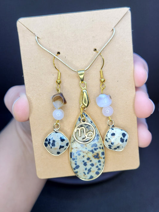 Dalmatian Jasper Necklace / Earring Set