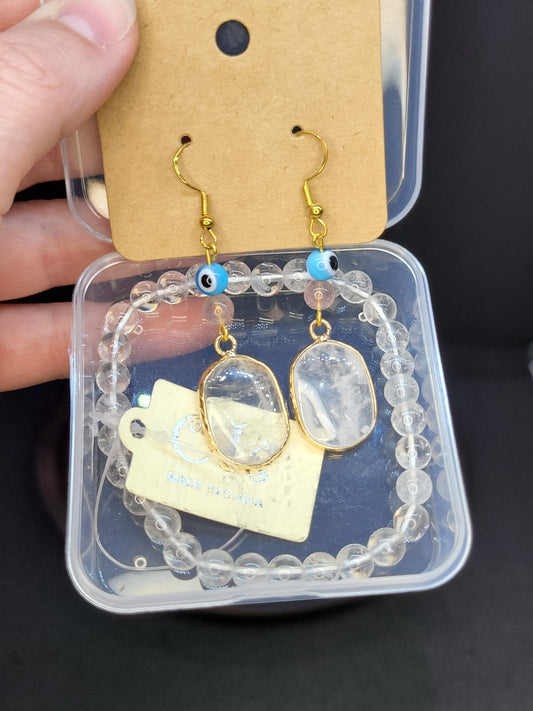 Clear Quartz Earring/ Bracelet set