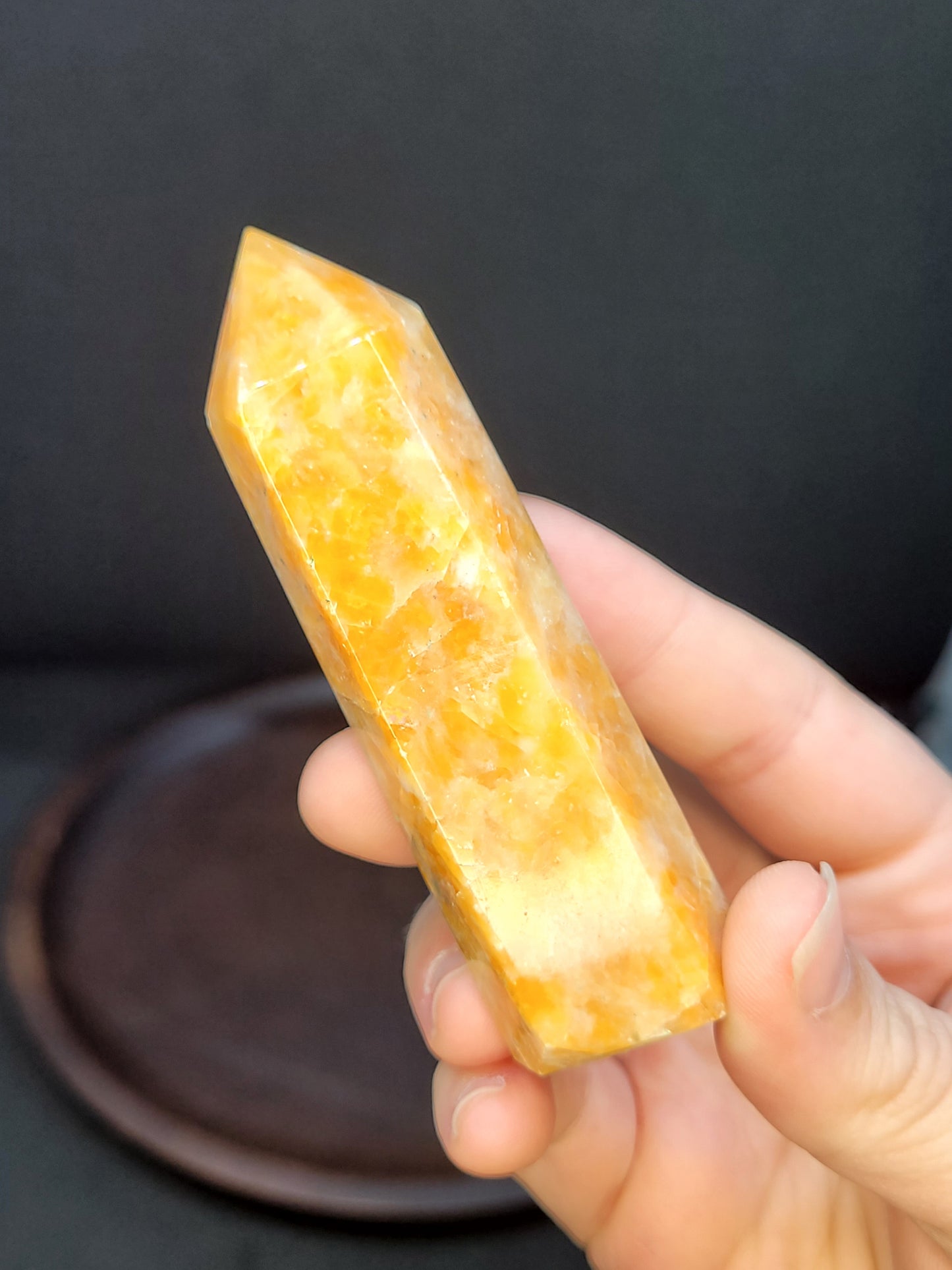 Orange Calcite tower - small