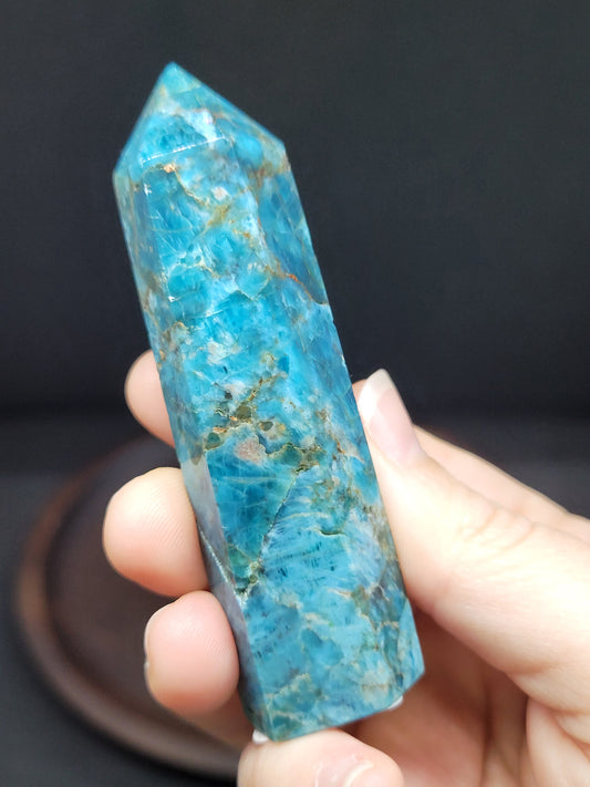 Blue Apatite Tower - Chipped