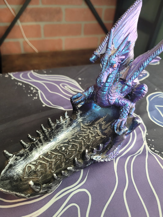 Celtic Blue/Purple Dragon on a Jaw Bowl - Resin