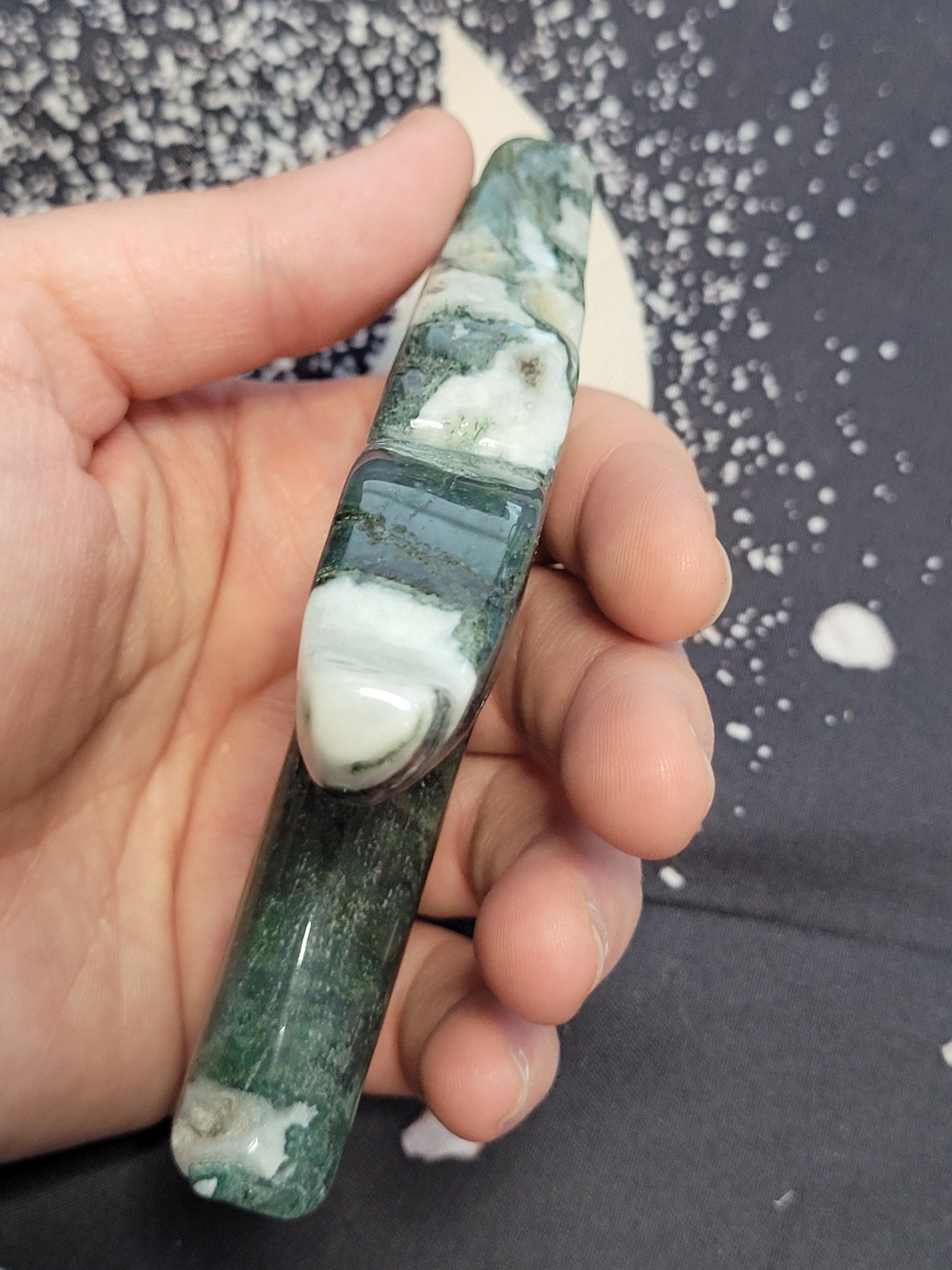 Moss Agate Whale Tail