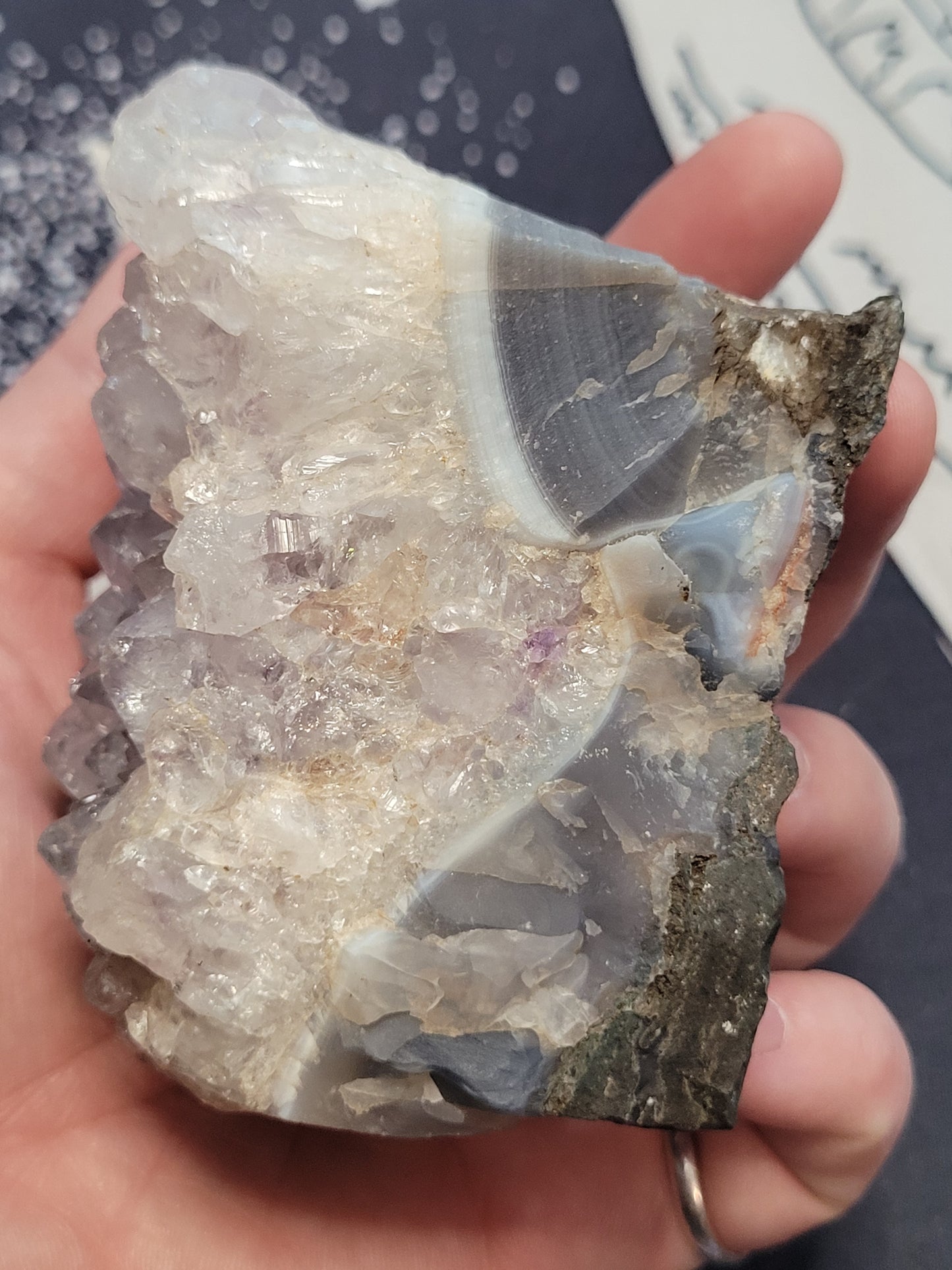 Amethyst, Blue Agate, Calcite Specimen