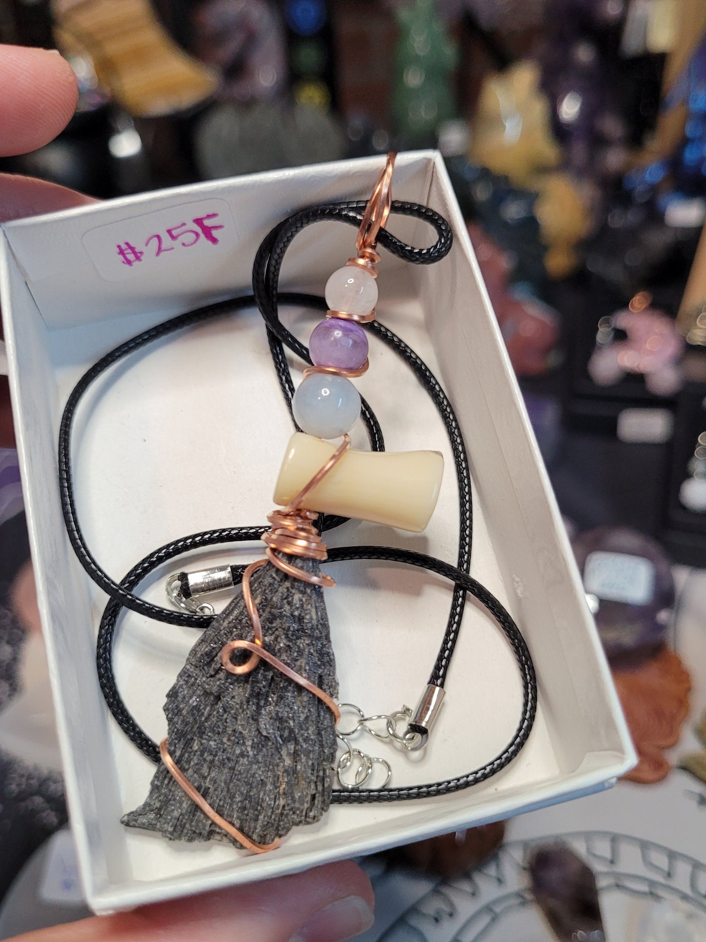 Black Kyanite Wiches Broom Pendant Necklaces