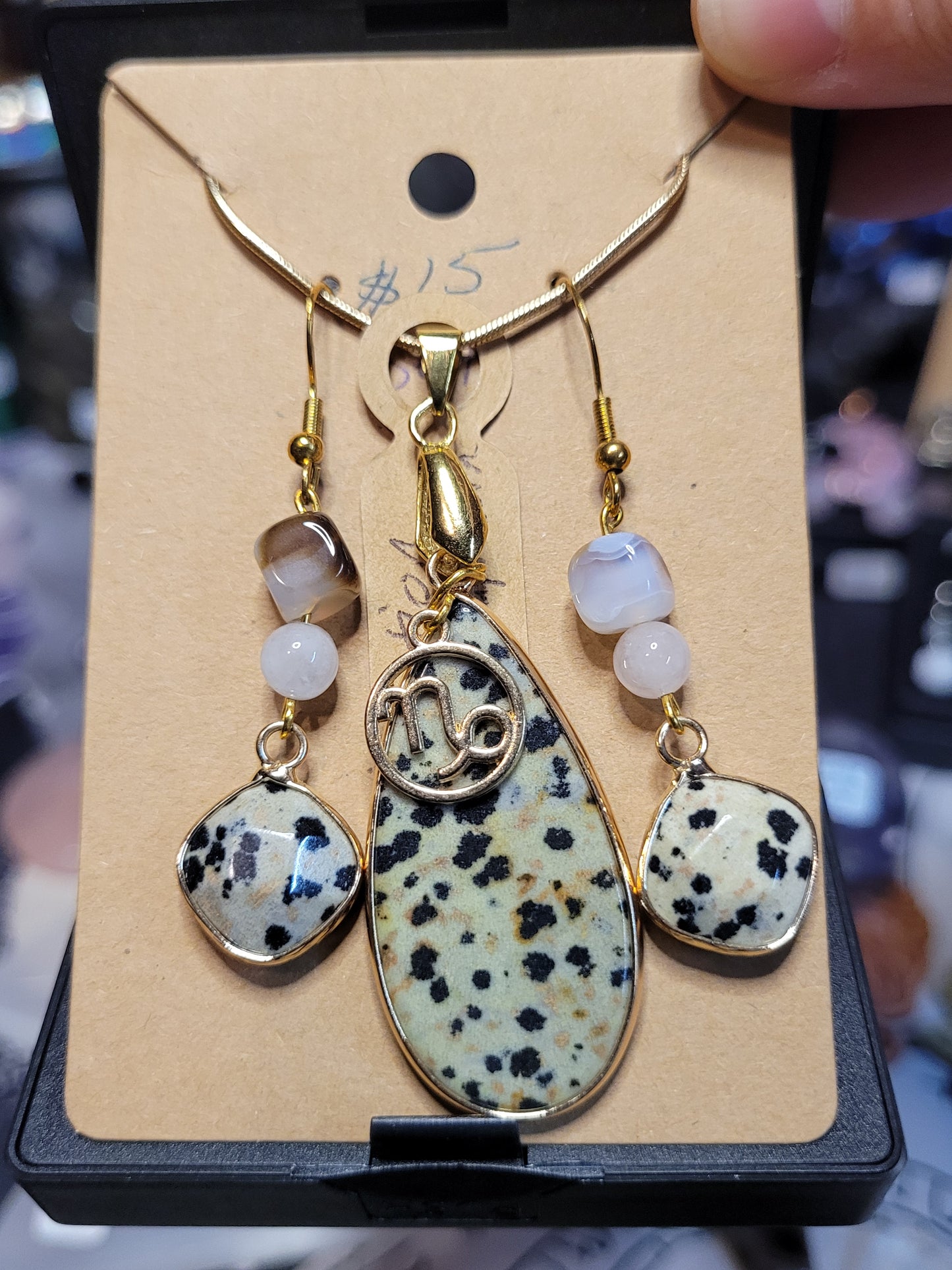 Dalmatian Jasper Necklace / Earring Set - Handmade