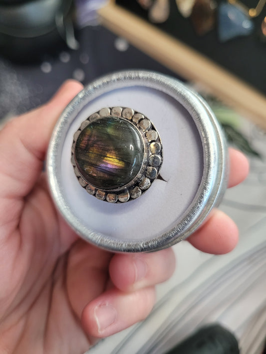 Labradorite Flower Ring - LG
