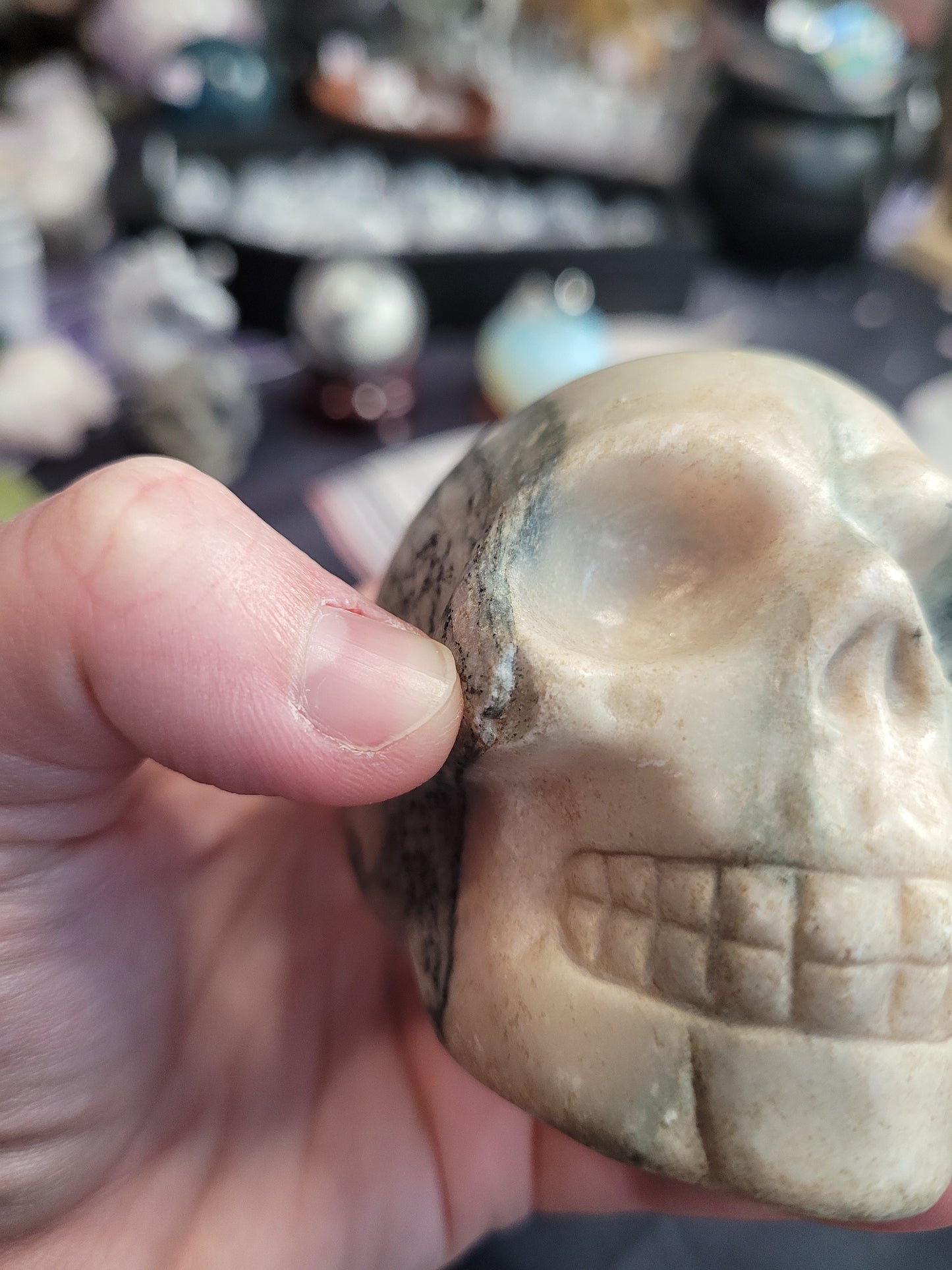 Pink Zebra Jasper Skull - Misfit