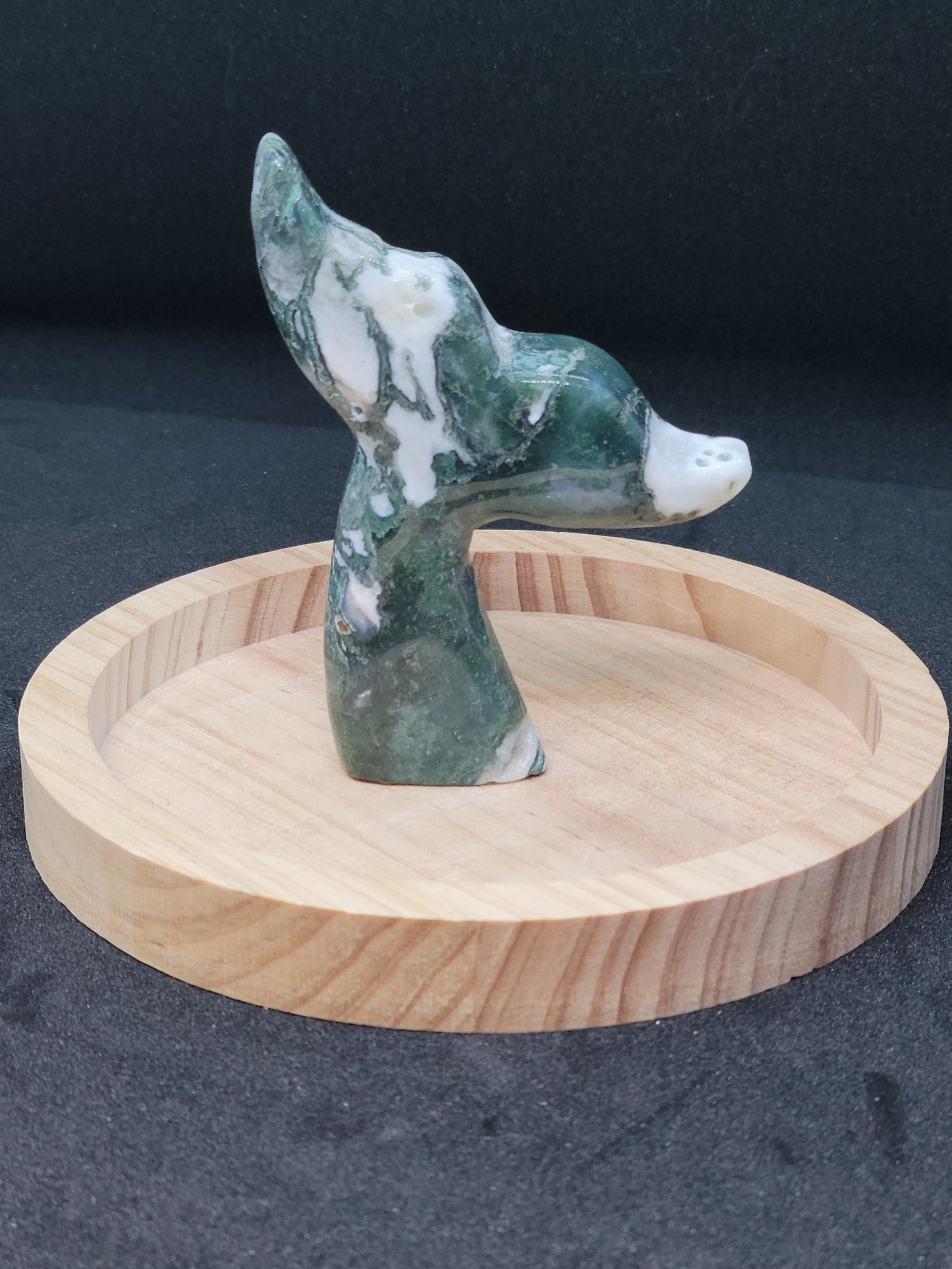 Moss Agate Whale Tail