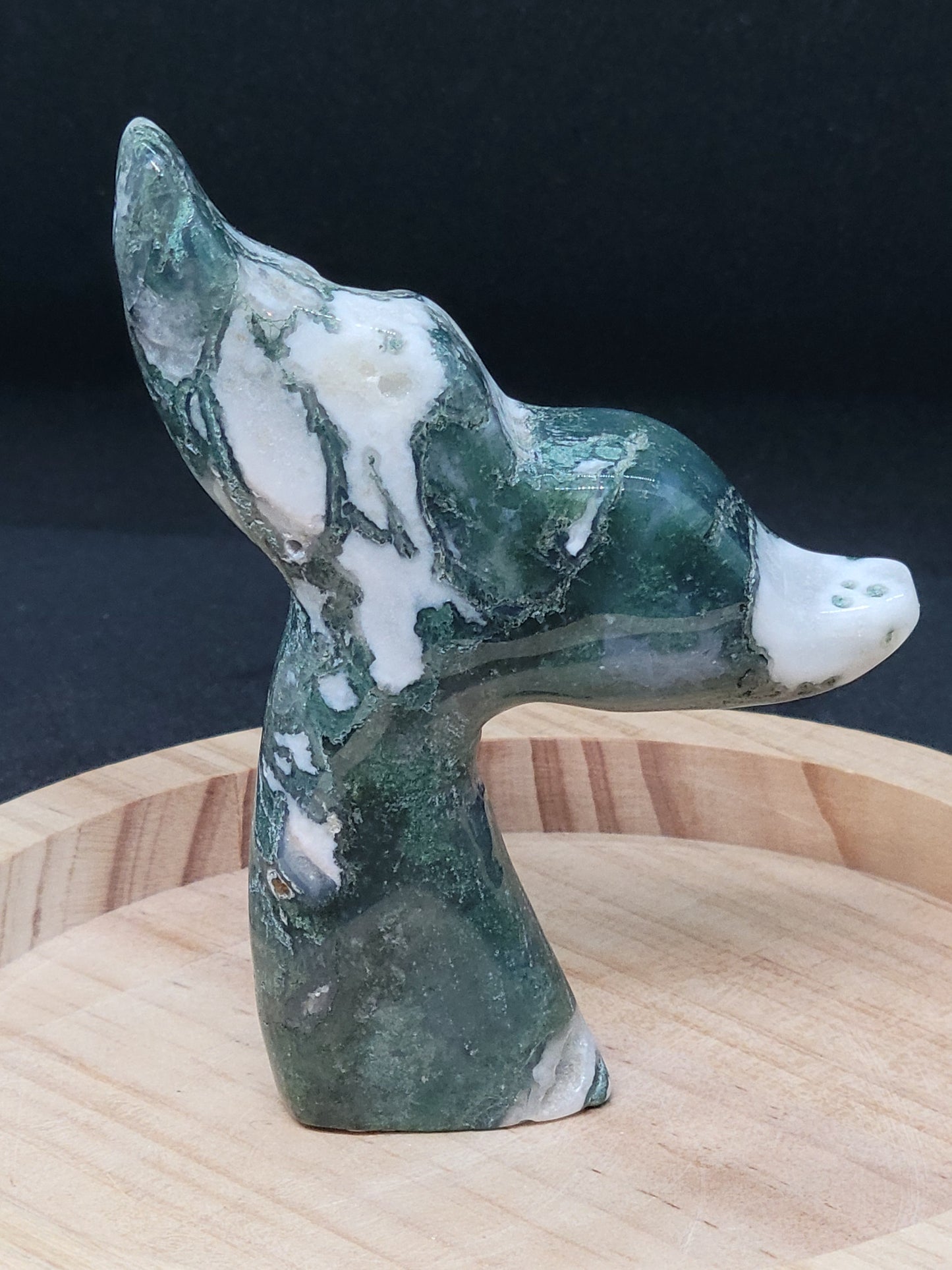 Moss Agate Whale Tail