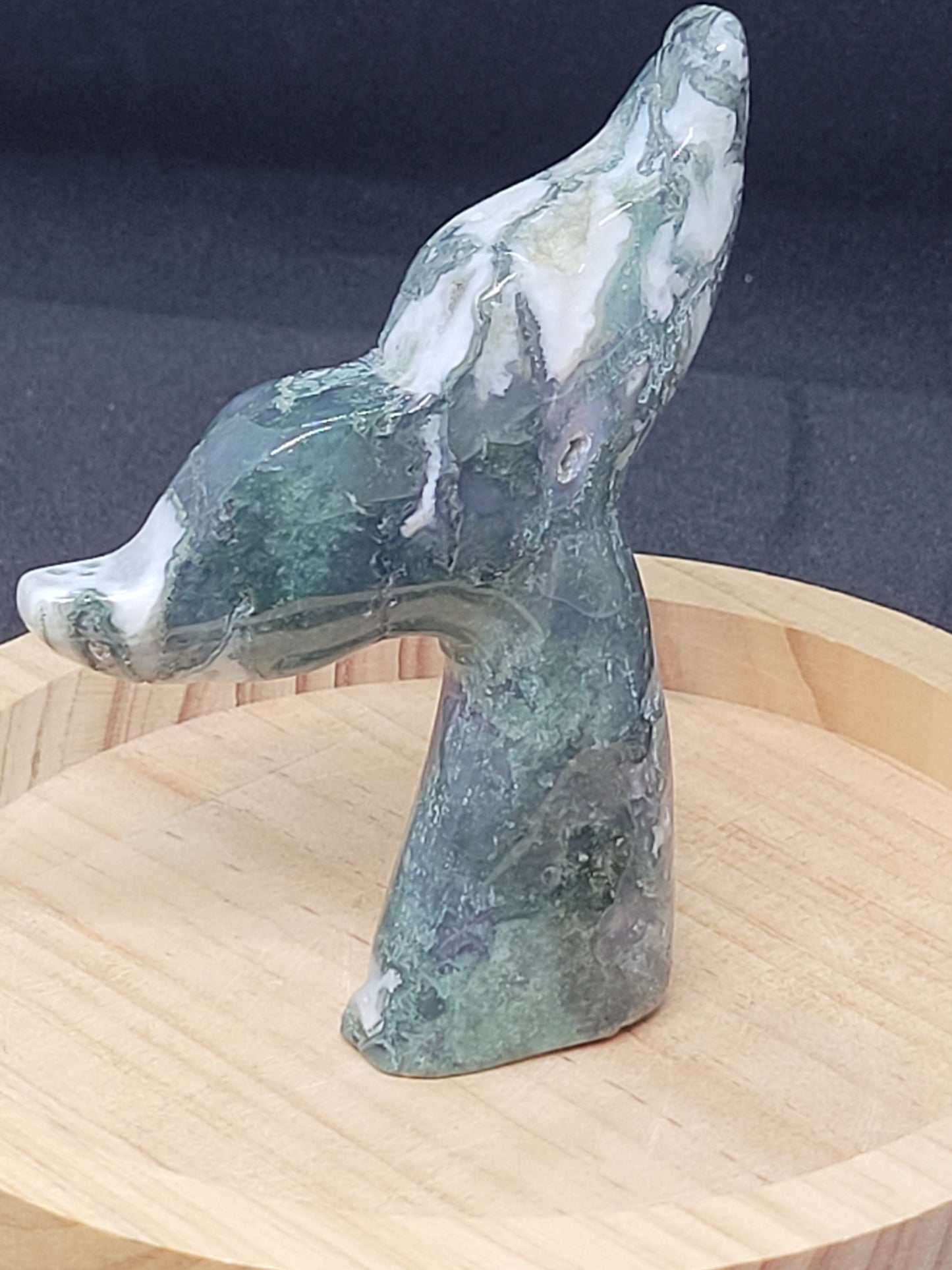 Moss Agate Whale Tail