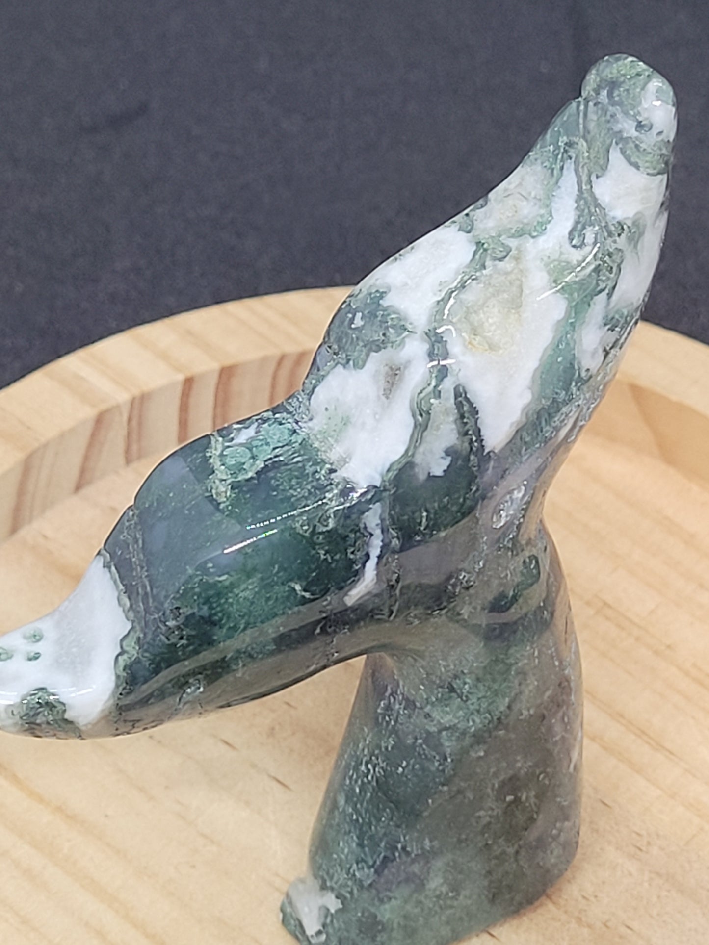 Moss Agate Whale Tail