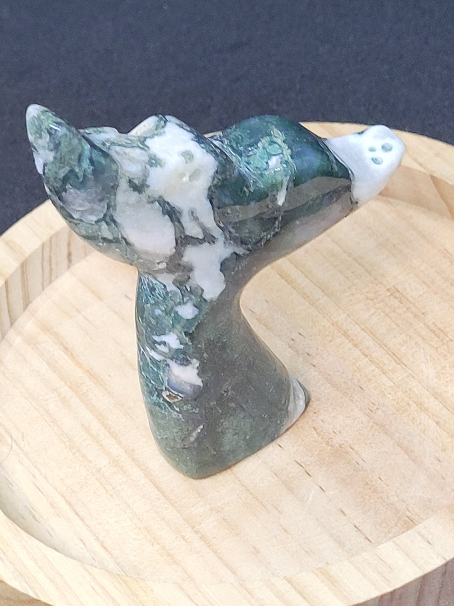 Moss Agate Whale Tail