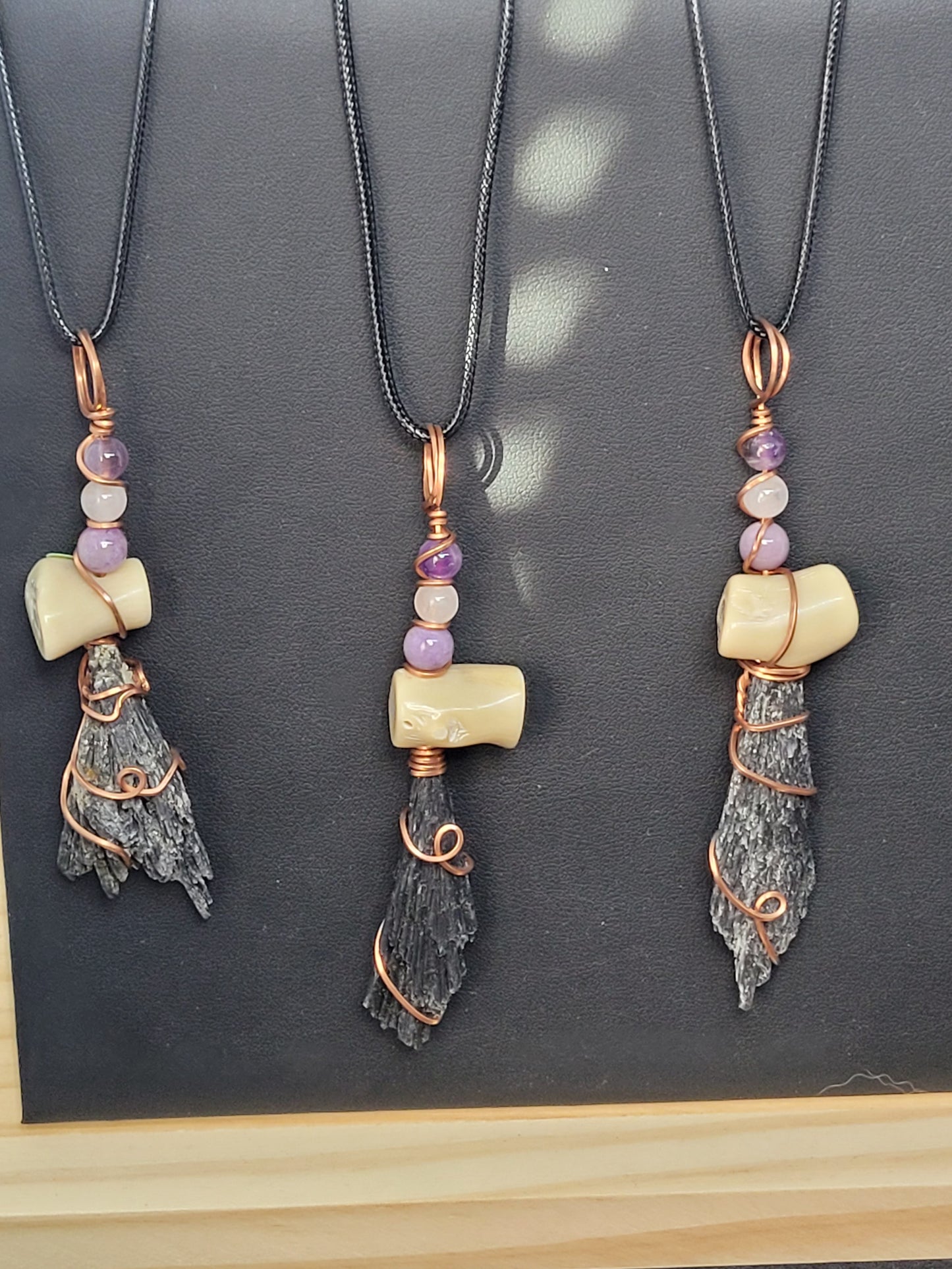Black Kyanite Wiches Broom Pendant Necklaces