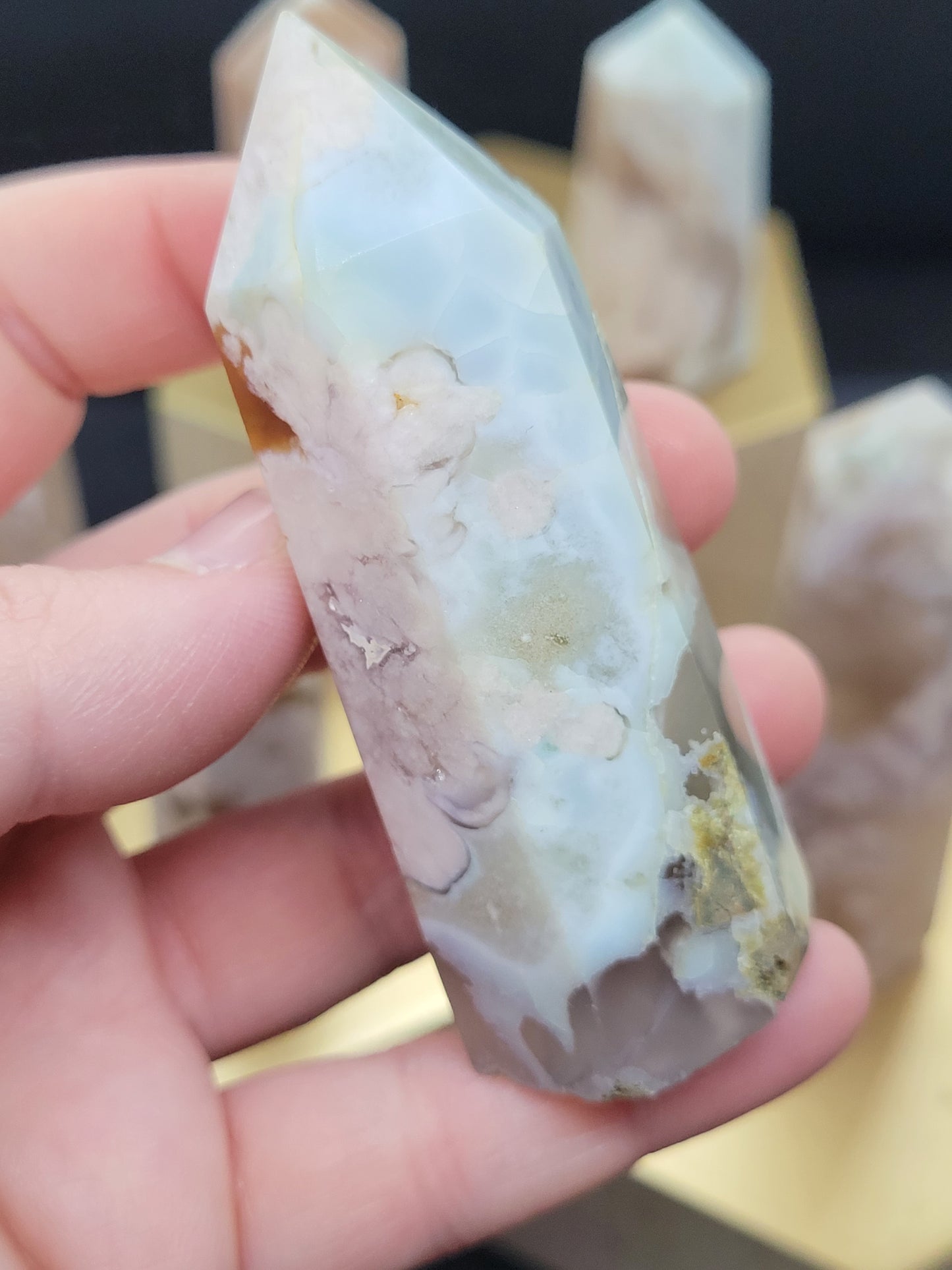 Small Blue Flower Agate towers