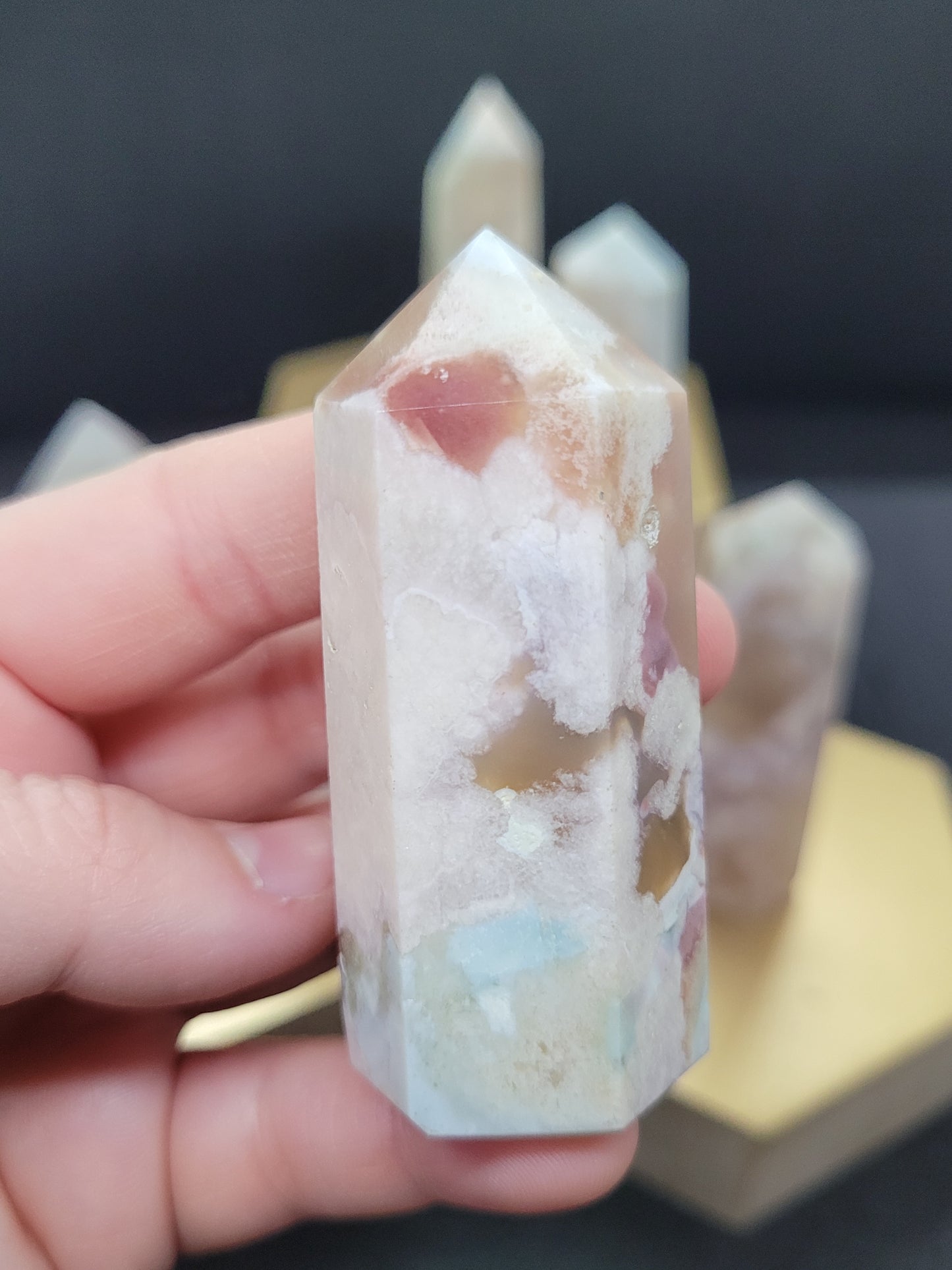 Small Blue Flower Agate towers